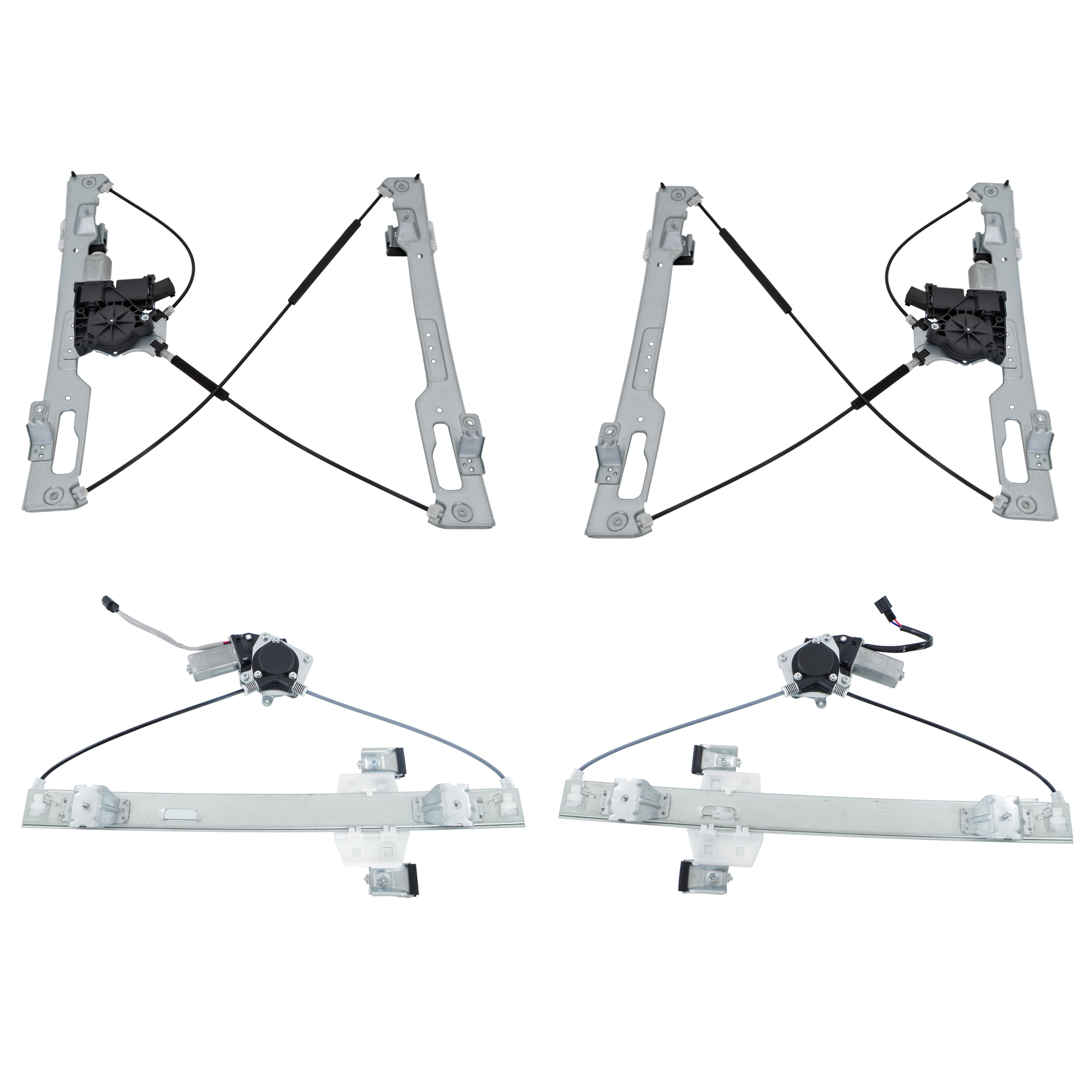 AM F 150-11-14 FRONT AND REAR WINDOW REGULATOR RH AND LH Set of 4 SKU SET REPF491719-4 Partslink FO1550127 FO1551127 OEM AL3Z1827000A AL3Z1827001A BL3Z