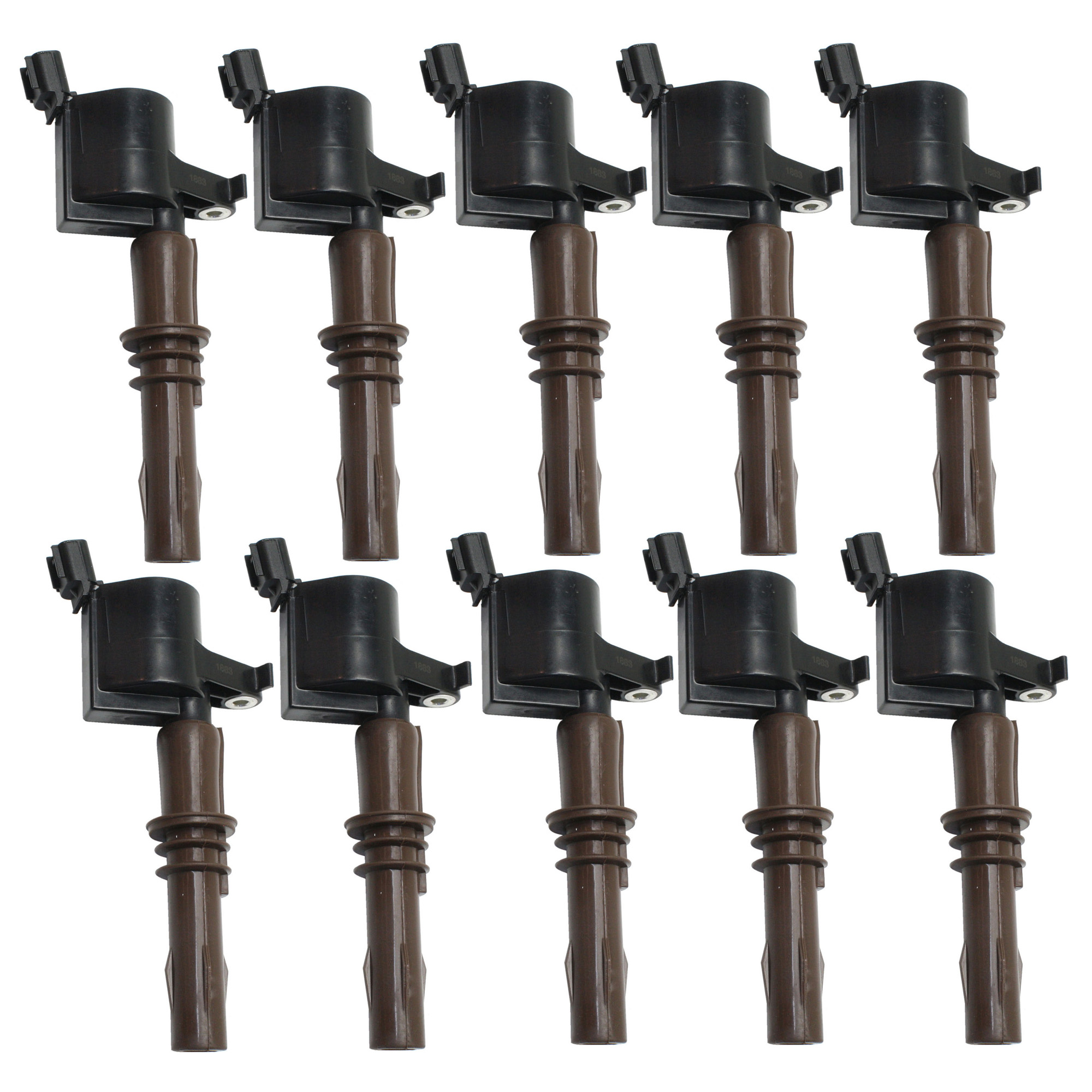 AM EXPEDITION 08-14 EXPLORER 08-10 IGNITION COIL Coil on Plug 12 volts 2 Male Blade Terminals w Brown Coil Boots Set of 10 SKU SET REPF504617-10