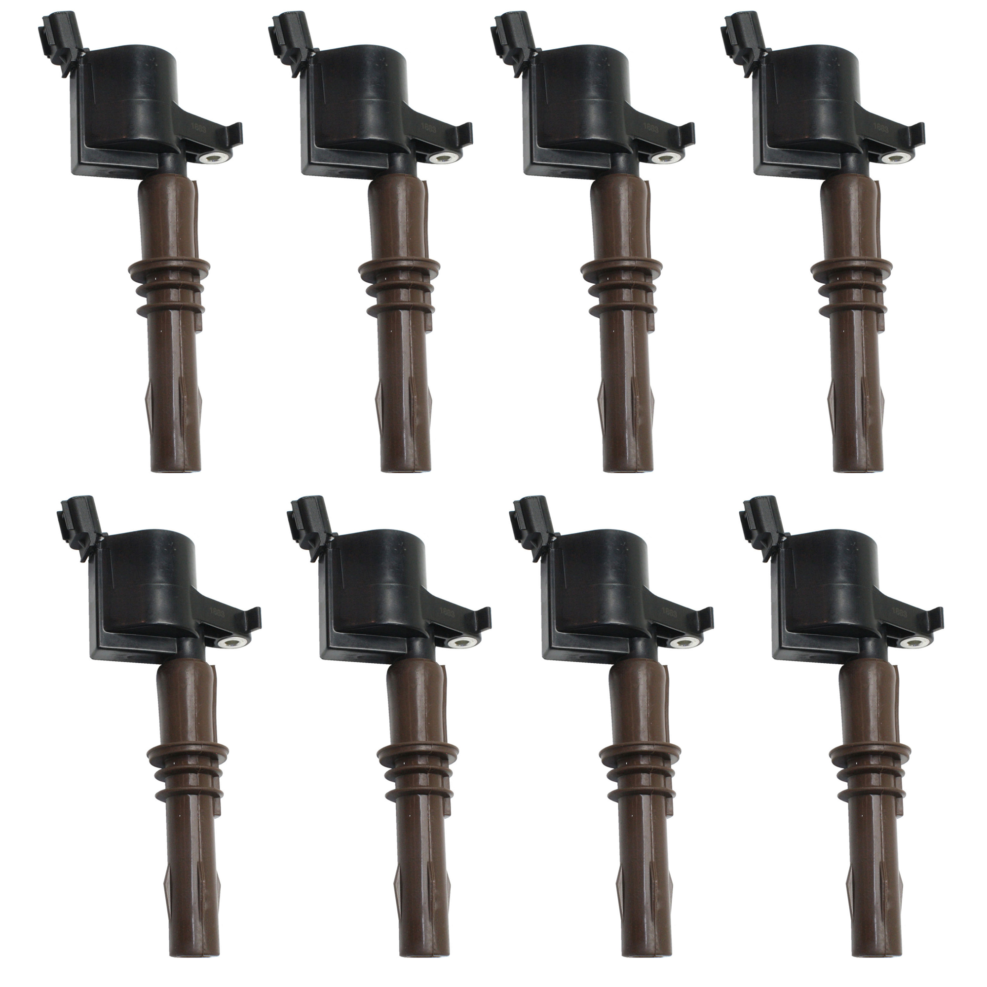 AM EXPEDITION 08-14 EXPLORER 08-10 IGNITION COIL Coil on Plug 12 volts 2 Male Blade Terminals w Brown Coil Boots Set of 8 SKU SET REPF504617-8