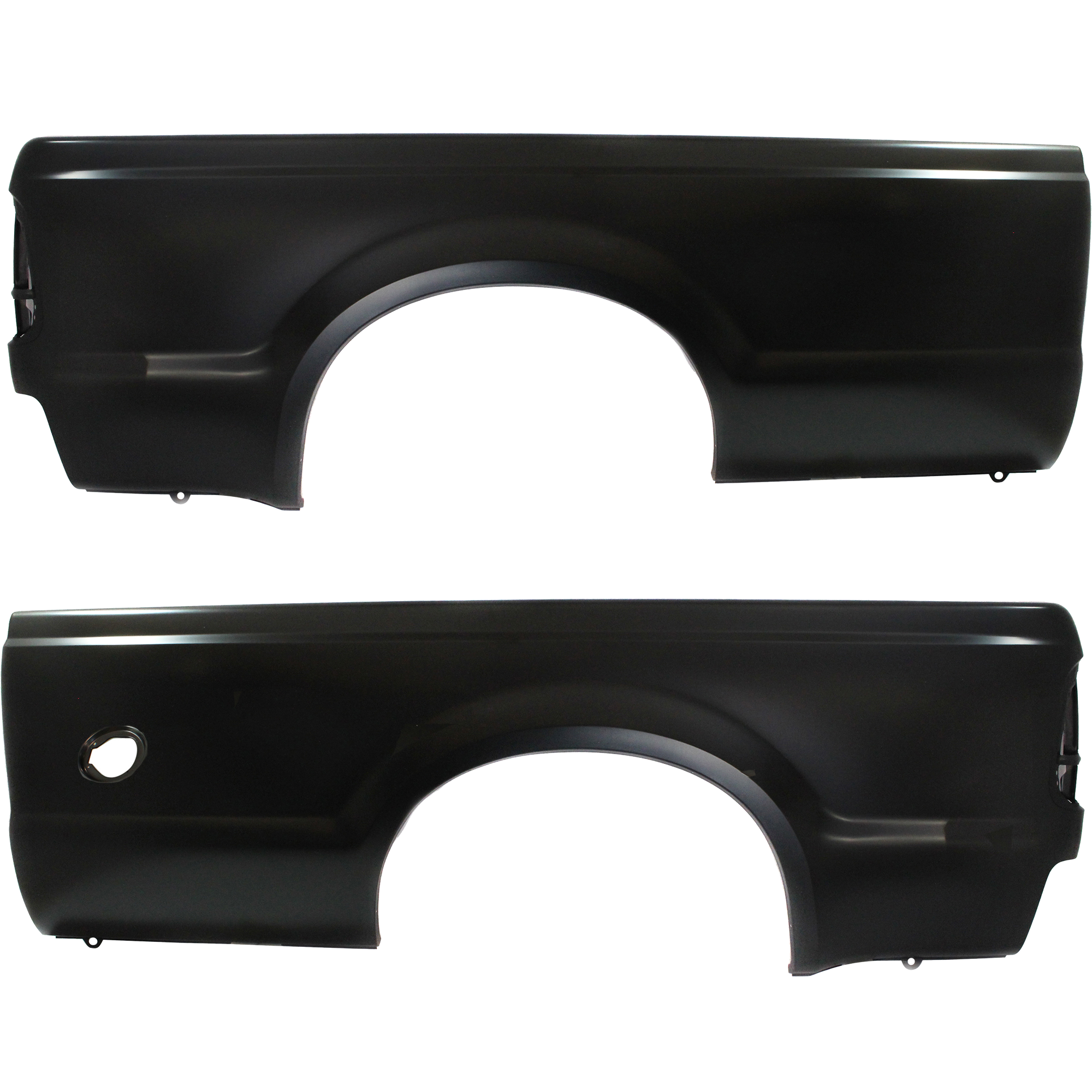 AM F SERIES SUPER DUTY P U 99-10 REAR TRUCK BEDSIDE PANEL RH AND LH 8 Ft. Bed Single Rear Wheels SKU SET REPF552125 Partslink FO1621102 FO1620102 OEM 6C3Z9927840A 7C3Z9927841C