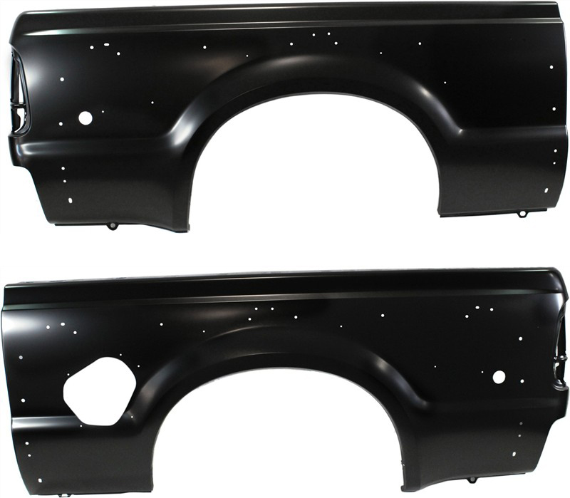 AM F SERIES SUPER DUTY P U 99-10 REAR TRUCK BEDSIDE PANEL RH AND LH Primed 7 ft. Bed Dual Rear Wheels SKU SET REPF552131 Partslink FO1621101 FO1620101 OEM XC3Z9927840AA 7C3Z9927841A