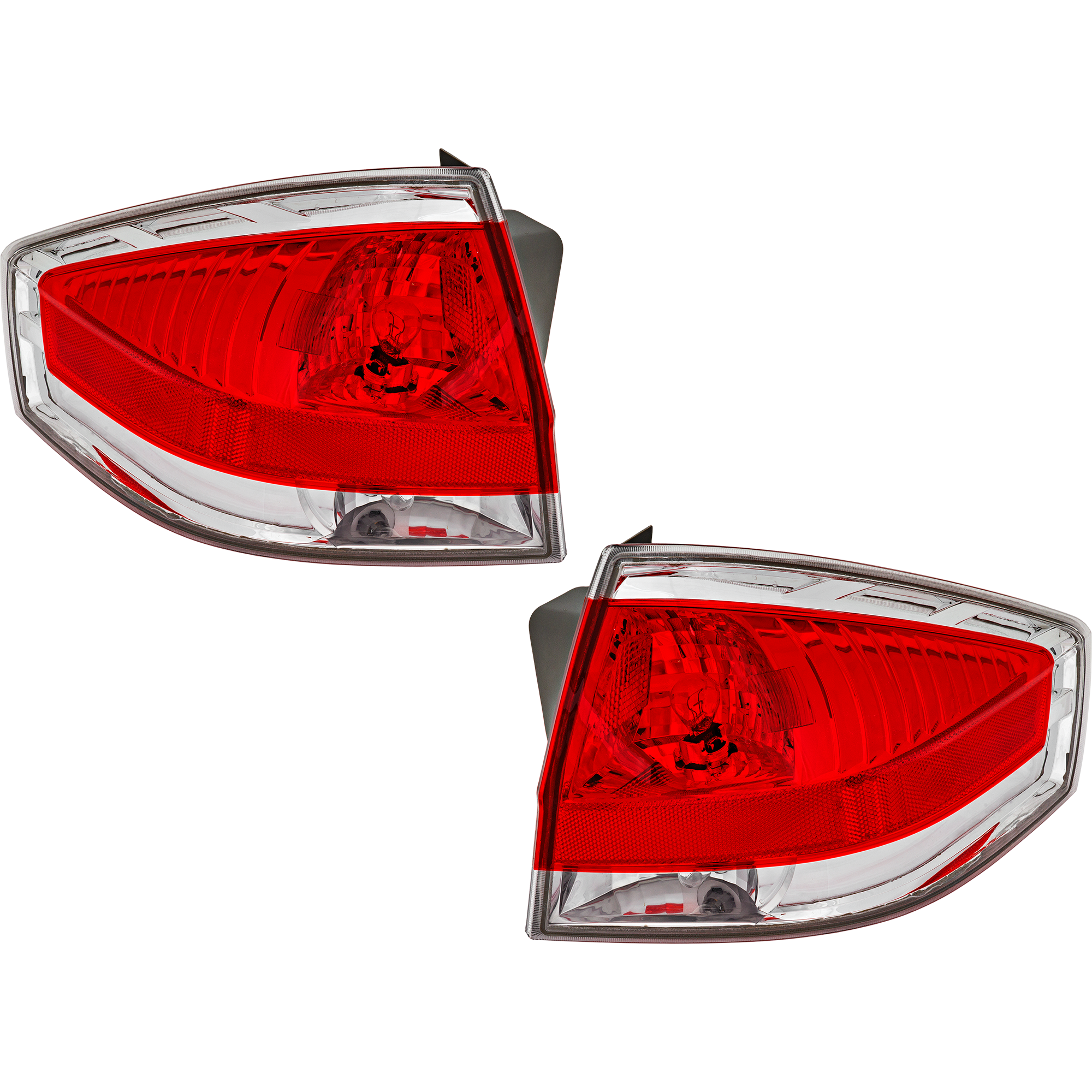 AM FOCUS 09-11 TAIL LAMP RH AND LH Assembly Halogen w Chrome Insert Sedan SKU SET REPF730123 Partslink FO2800215 FO2801215 OEM 9S4Z13404D 9S4Z13405D