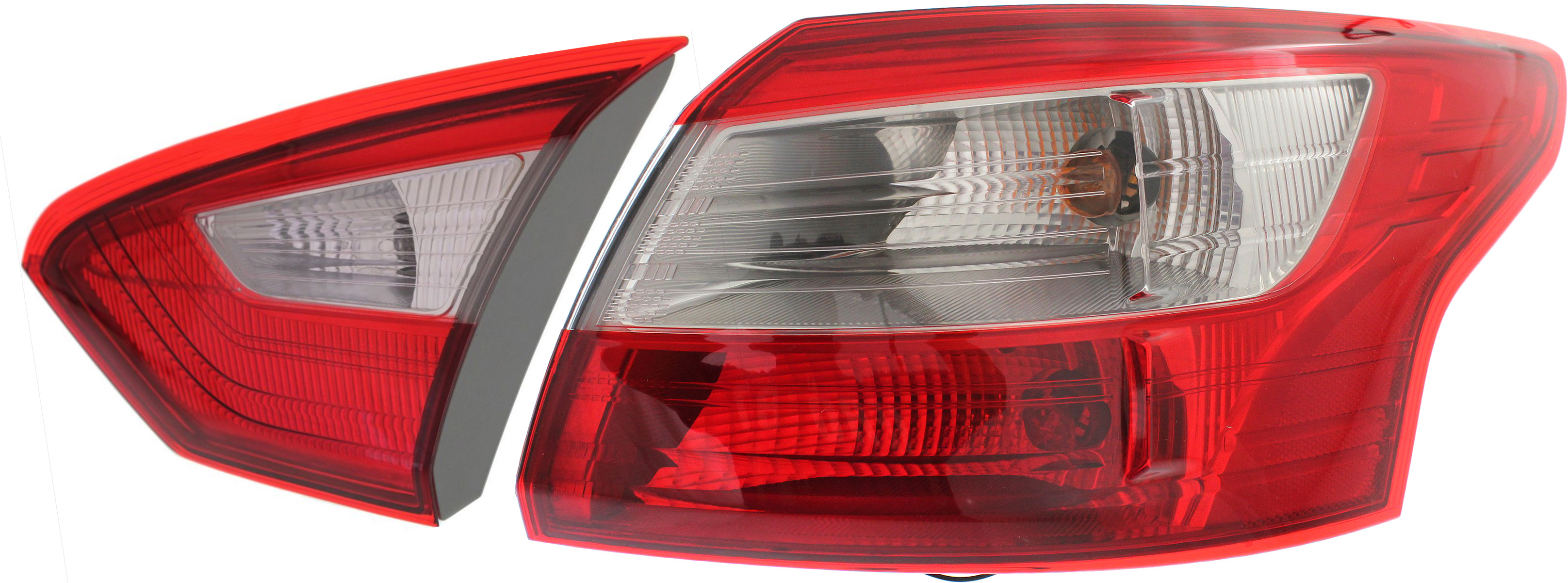 AM FOCUS 12-14 TAIL LAMP RH Inner and Outer Set of 2 Assembly Sedan CAPA SKU SET REPF730137Q 2 Partslink FO2803104C FO2819151C OEM BM5Z13404B DM5Z13404E