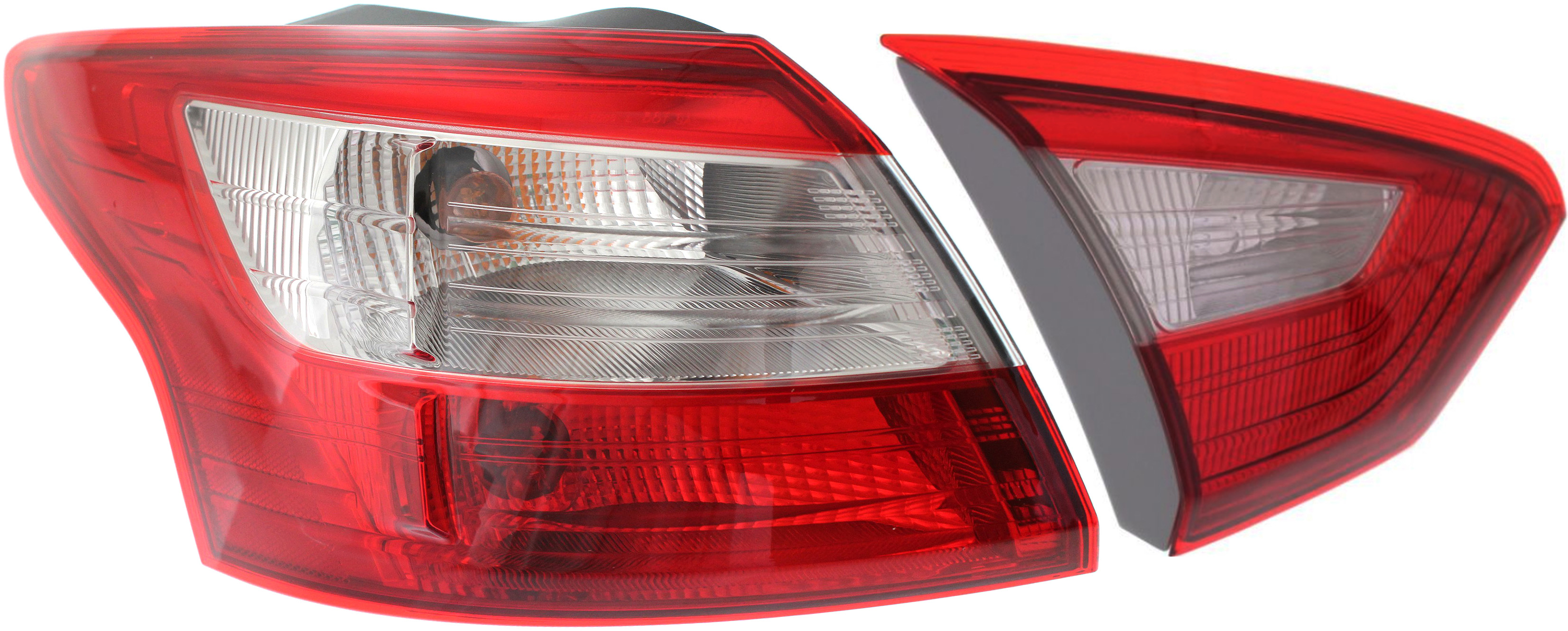 AM FOCUS 12-14 TAIL LAMP LH Inner and Outer Set of 2 Assembly Sedan CAPA SKU SET REPF730138Q 2 Partslink FO2802104C FO2818151C OEM BM5Z13405A DM5Z13405E