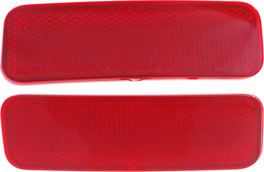 AM TRANSIT CONNECT 14-23 REAR BUMPER REFLECTOR RH AND LH 23-23 Passenger Van SKU SET REPF734907 Partslink FO1185106 FO1184106 OEM BK2Z13A565B BK2Z13A565A