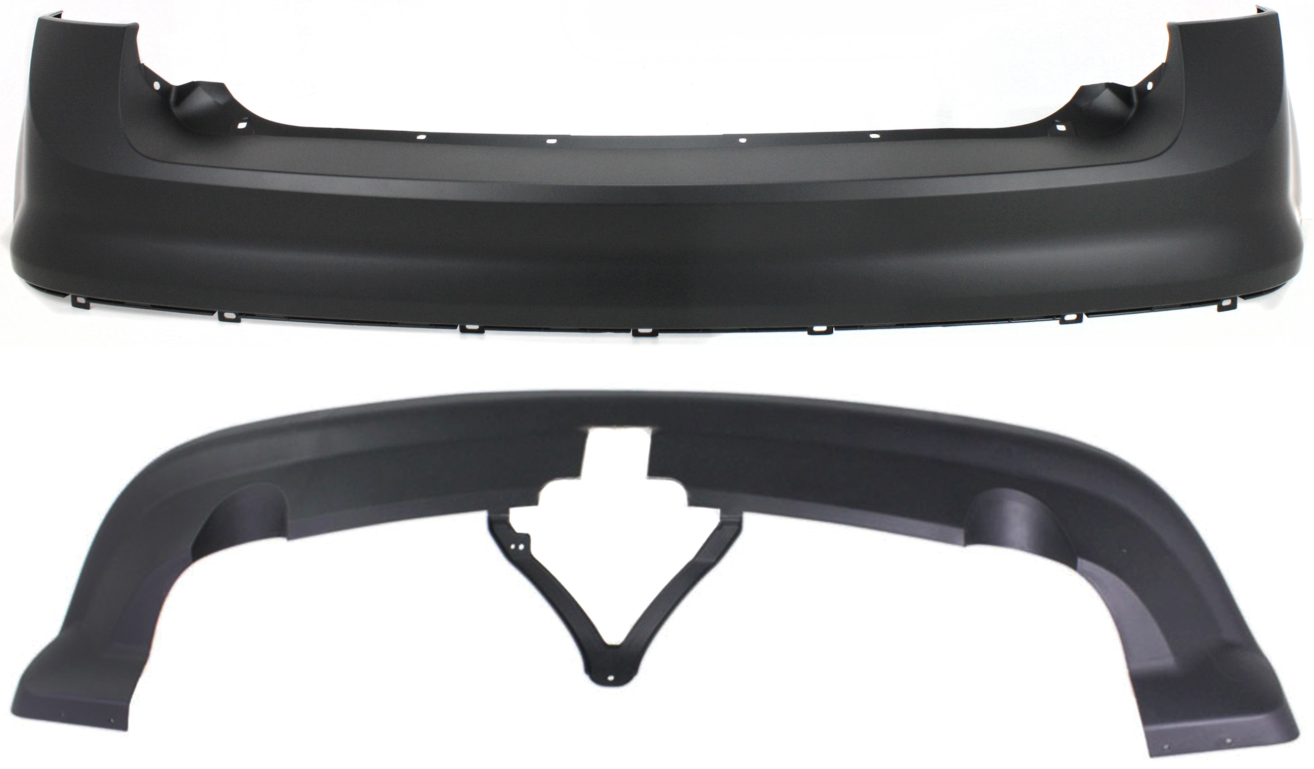 AM EDGE 07-10 REAR BUMPER COVER Set of 2 Upper and Lower SKU SET REPF760116P 2 Partslink FO1100615 FO1100618 OEM 7T4Z17K835APTM 7T4Z17K835D