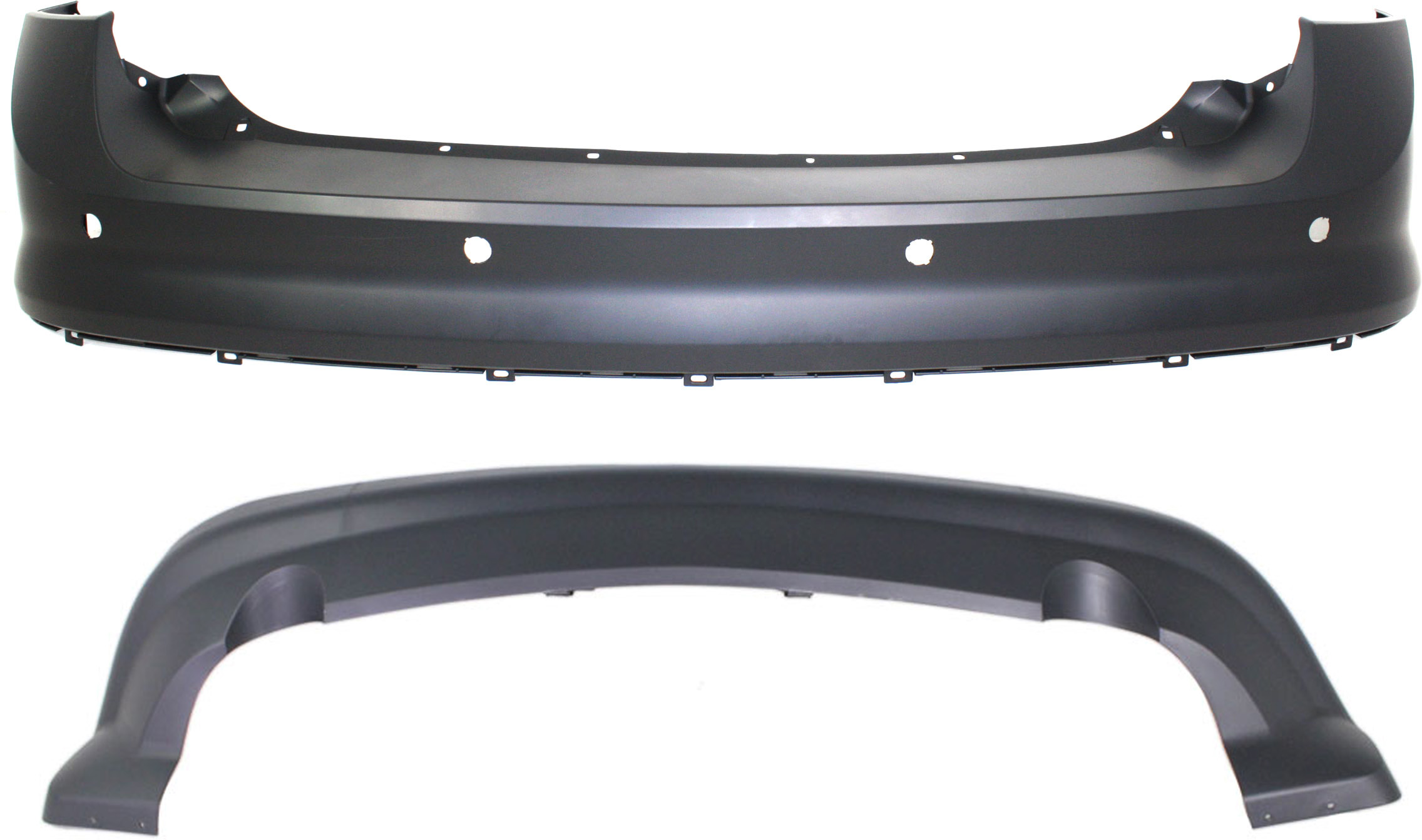 AM EDGE 07-10 REAR BUMPER COVER Set of 2 Upper and Lower SKU SET REPF760125P 2 Partslink FO1100616 FO1100617 OEM 7T4Z17K835BPTM 7T4Z17K835C