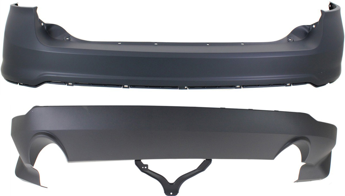 AM EDGE 11-14 REAR BUMPER COVER Set of 2 Upper and Lower SKU SET REPF760142P 2 Partslink FO1114100 FO1115100 OEM BT4Z17810APTM BT4Z17K835APTM