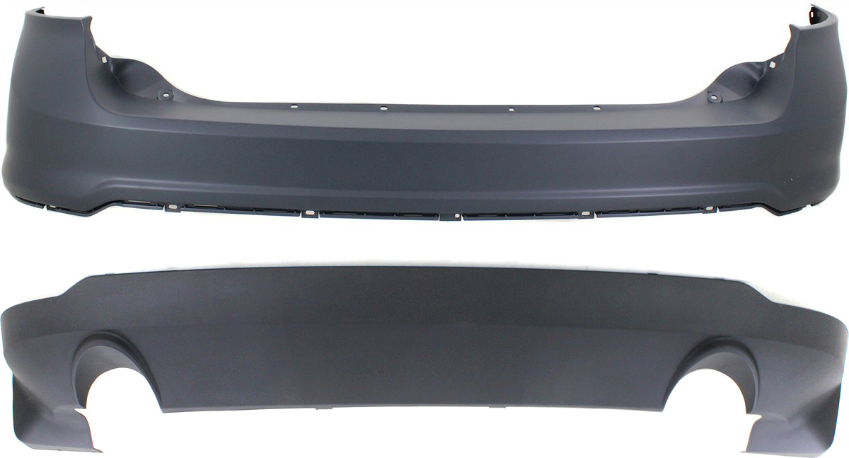 AM EDGE 11-14 REAR BUMPER COVER Set of 2 Upper and Lower CAPA SKU SET REPF760142Q 2 Partslink FO1114100C FO1115100C OEM BT4Z17810APTM BT4Z17K835APTM