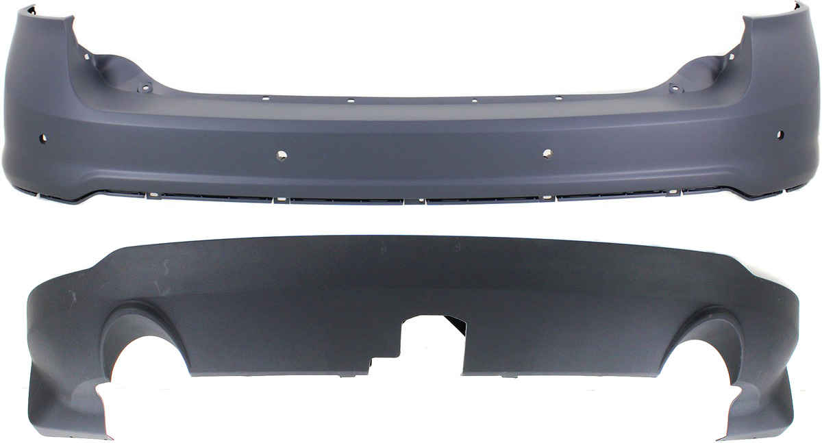 AM EDGE 11-14 REAR BUMPER COVER Set of 2 Upper and Lower CAPA SKU SET REPF760143Q 2 Partslink FO1114101C FO1115101C OEM BT4Z17810BPTM BT4Z17K835BPTM