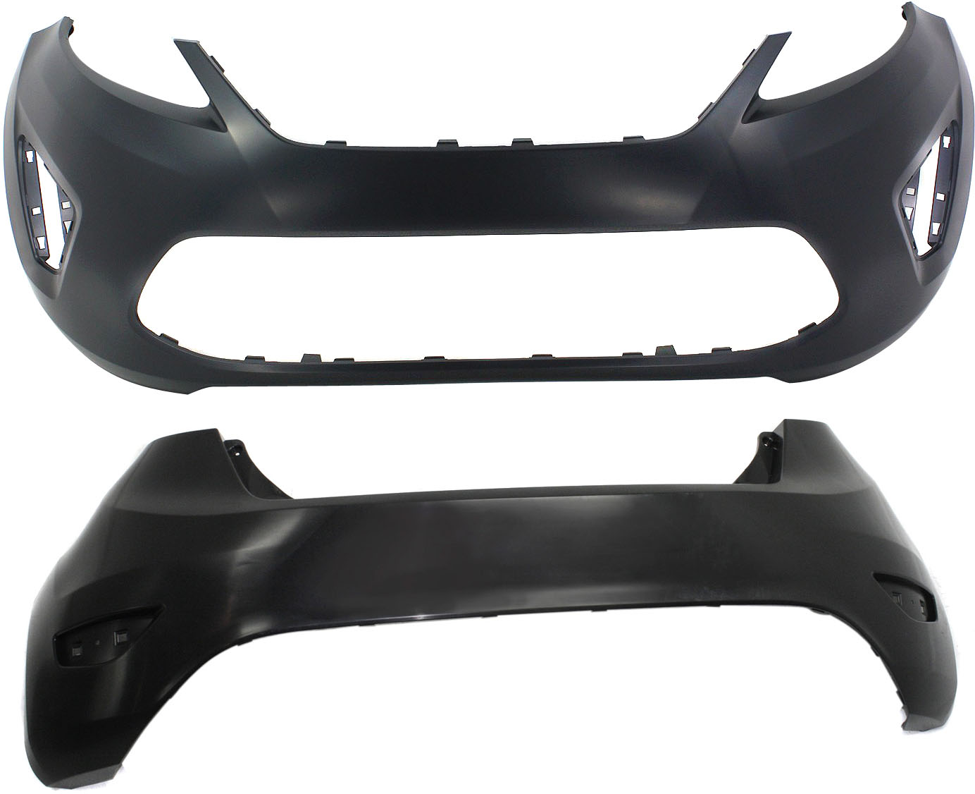 AM FIESTA 11-13 FRONT AND REAR BUMPER COVER Set of 2 SKU SET REPF760152P 2 Partslink FO1000662 FO1100701 OEM AE8Z17D957AAPTM D2BZ17906AA