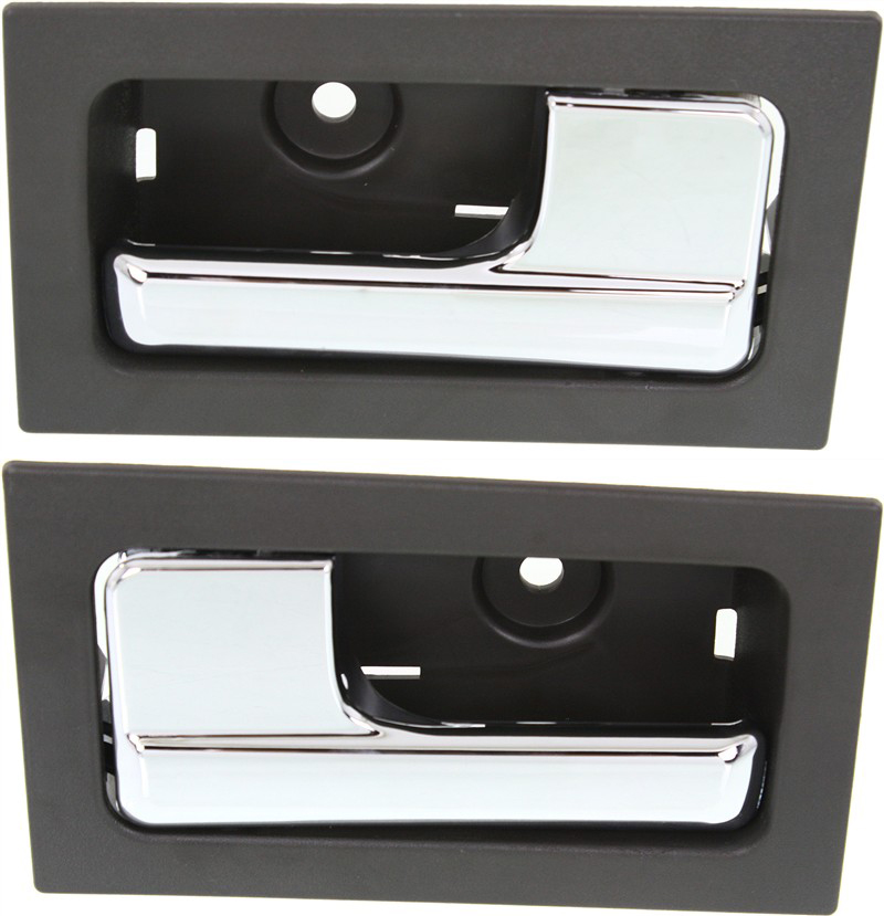 AM F 150-09-14 FRONT DOOR HANDLE RH AND LH Inside Chrome Lever+Gray Hsg. w Power Lock =REAR Crew Cab P U SKU SET REPFD462147 Partslink FO1353152 FO1352152 OEM 9L3Z1522600CB 9L3Z1522601CB