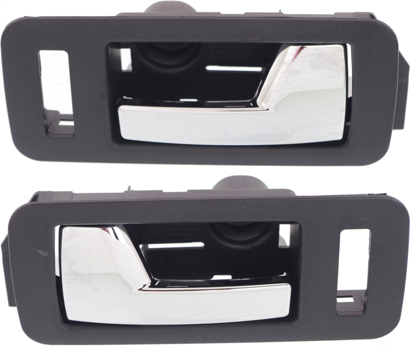 AM FLEX 09-19 FRONT INTERIOR DOOR HANDLE RH AND LH Inside Chrome Lever+Black Housing w Power Lock Hole w o Switch SKU SET REPFD462155 OEM 8A8Z7422600AC 8A8Z7422601AC