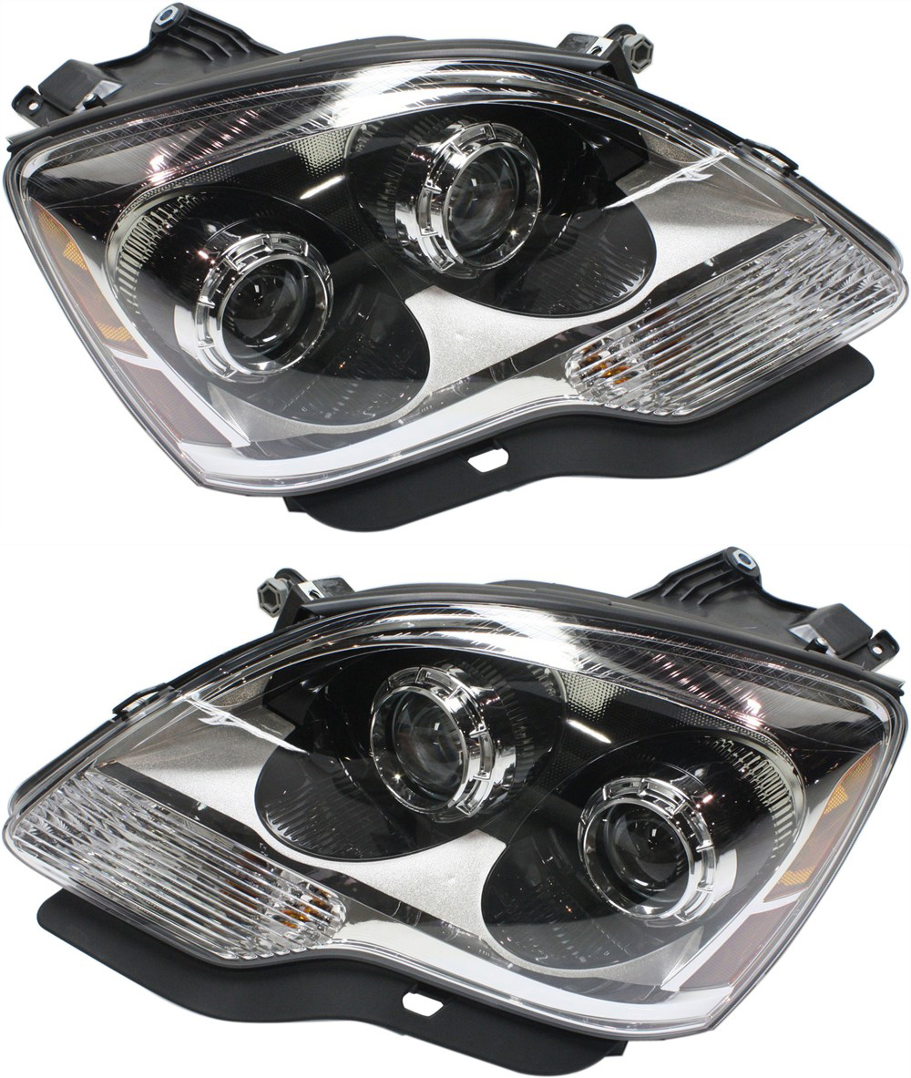 AM ACADIA 08-12 HEAD LAMP RH AND LH Assembly Halogen 2nd Design Clear Projector Lens CAPA SKU SET REPG100105Q Partslink GM2503358C GM2502358C OEM 20912394-20912393
