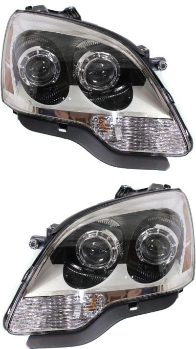 AM ACADIA 08-12 HEAD LAMP RH AND LH Assembly Halogen 2nd Design Clear Projector Lens SKU SET REPG100105 Partslink GM2503358 GM2502358 OEM 20912394-20912393