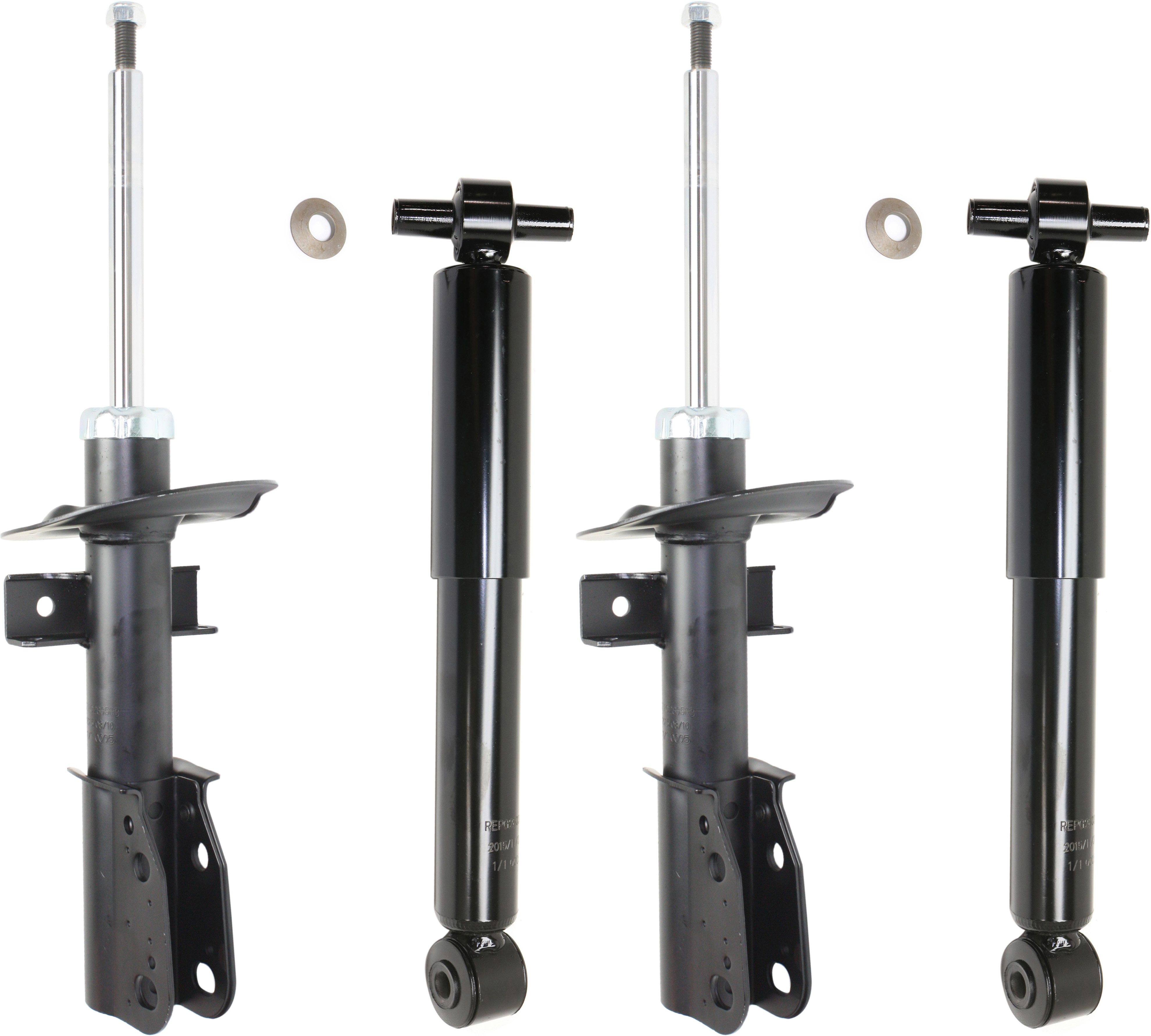AM ACADIA 07-12 ENCLAVE 08-12 FRONT AND REAR SHOCK AND BARE STRUT RH AND LH Gas Charged Twin tube Set of 4 SKU SET REPG280503-4 OEM 22902421-20757505-20862317-231
