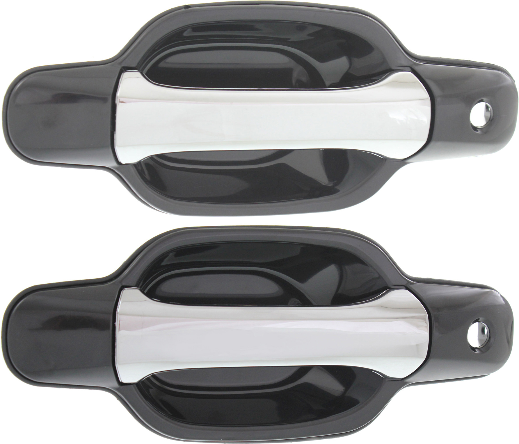 AM CANYON COLORADO 04-12 FRONT EXTERIOR DOOR HANDLE RH AND LH Chrome Smooth Black Hsg. w Keyhole Plastic SKU SET REPG462127 OEM 8972985350-8972985430