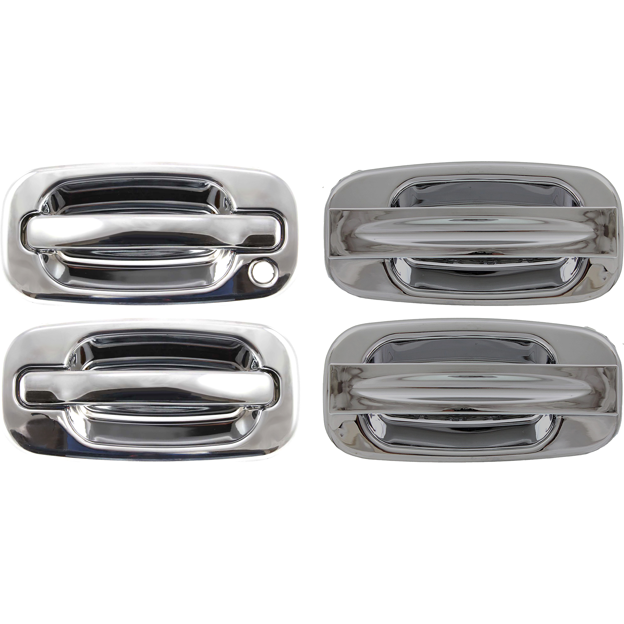 AM SIERRA SILVERADO 99-06 FRONT AND REAR EXTERIOR DOOR HANDLE RH AND LH Set of 4 Chrome Includes 2007 Classic SKU SET REPG491307-4 Partslink FDH010047 OEM 15745149 PFM 15034985 PFM 1574