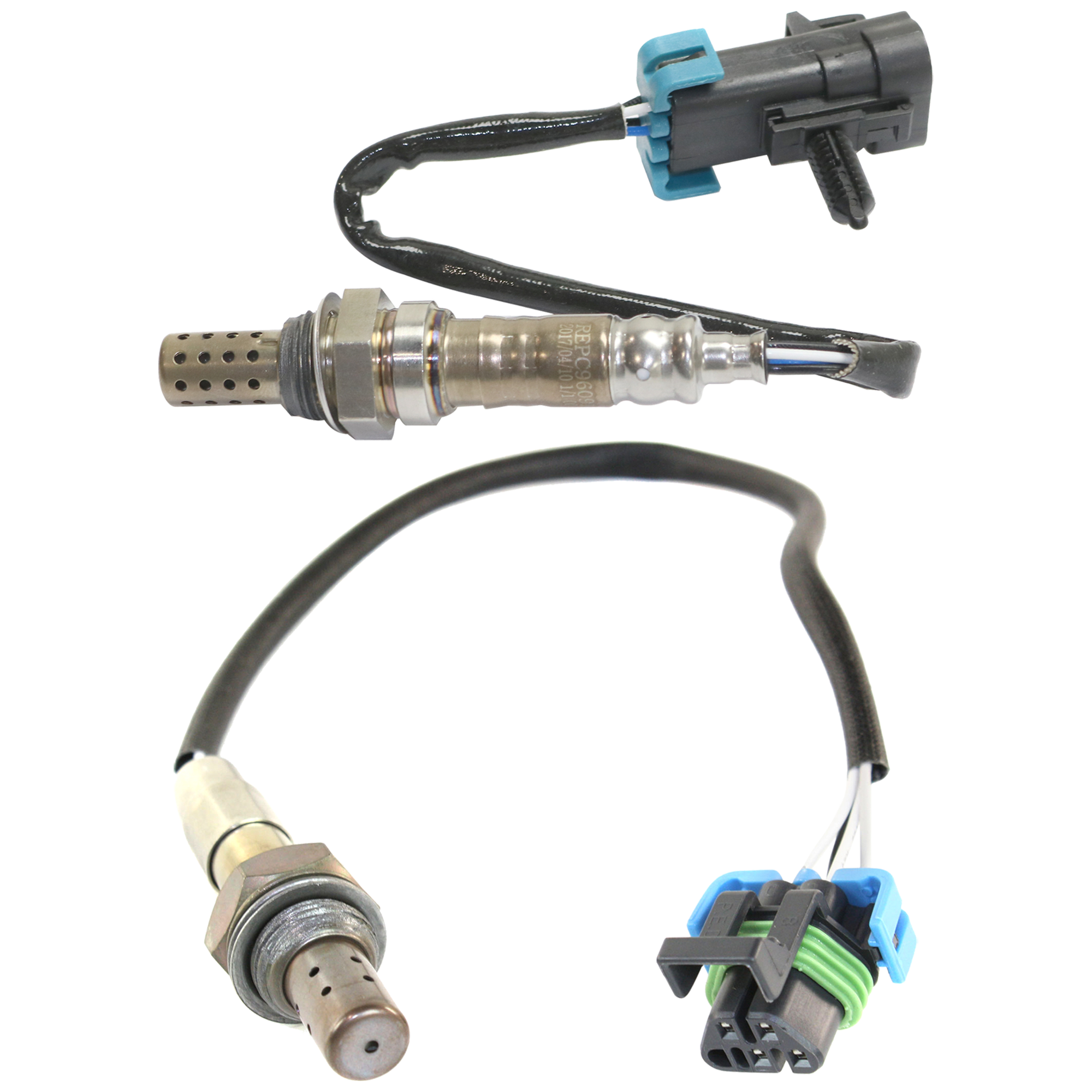 AM SIERRA 2500 HD 03-06 OXYGEN SENSOR 4 Wire Heated Before and After Catalytic Converter Threaded in type Set of 2 SKU SET REPG960905-2A