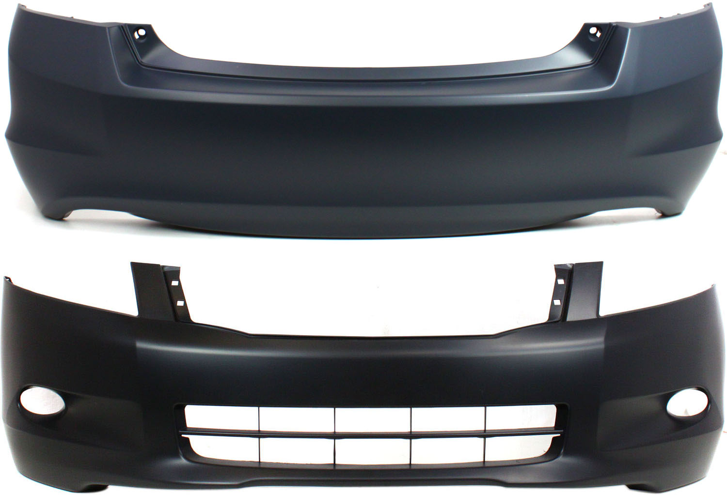 AM ACCORD 08-10 FRONT AND REAR BUMPER COVER Primed 6 Cyl Sedan CAPA SKU SET REPH010303PQ 2 Partslink HO1000255C HO1100245C OEM 04711TA6A90ZZ 04715TA1A91ZZ
