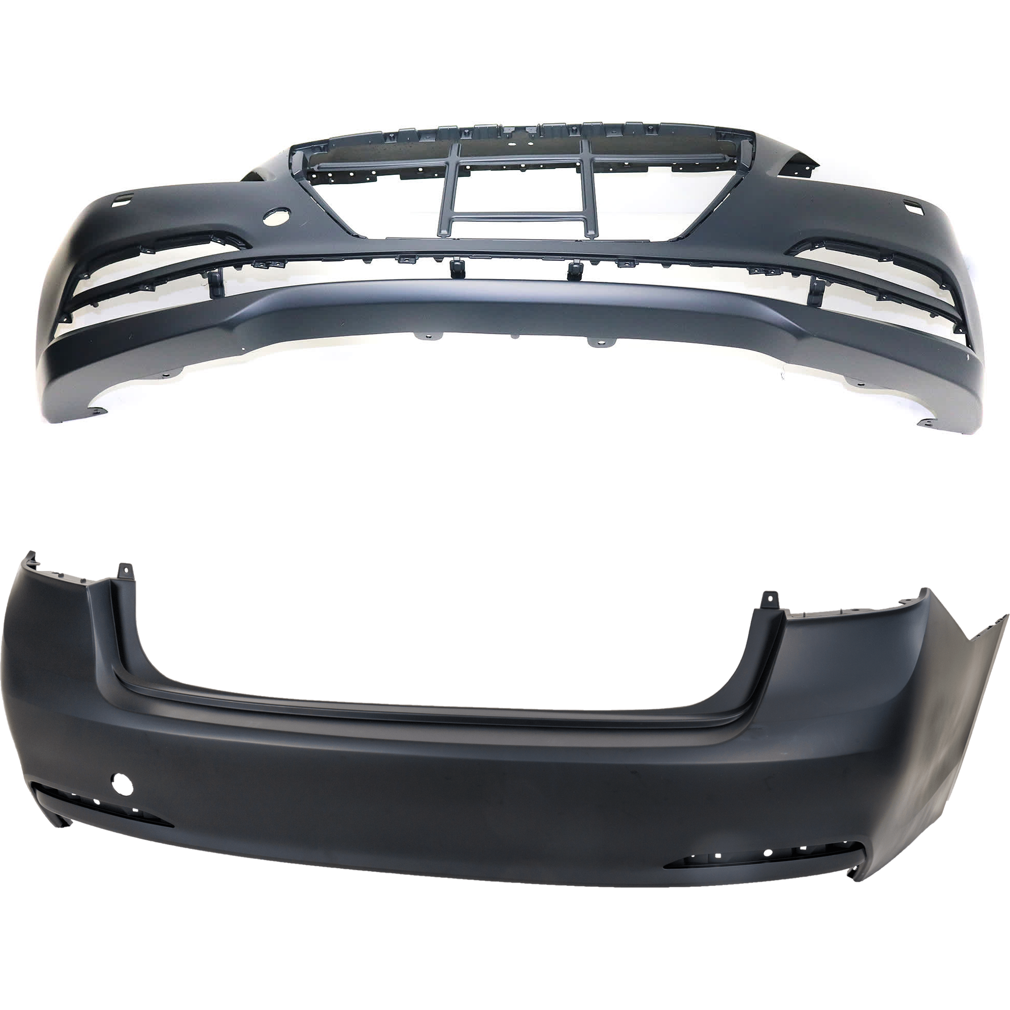 AM G80-17-17 GENESIS 15-16 FRONT AND REAR BUMPER COVER Primed w o mounting bracket s w HLW Holes w o Front Object Sensor Holes and Rear Object Sensor Holes SKU SET REPH010342P A