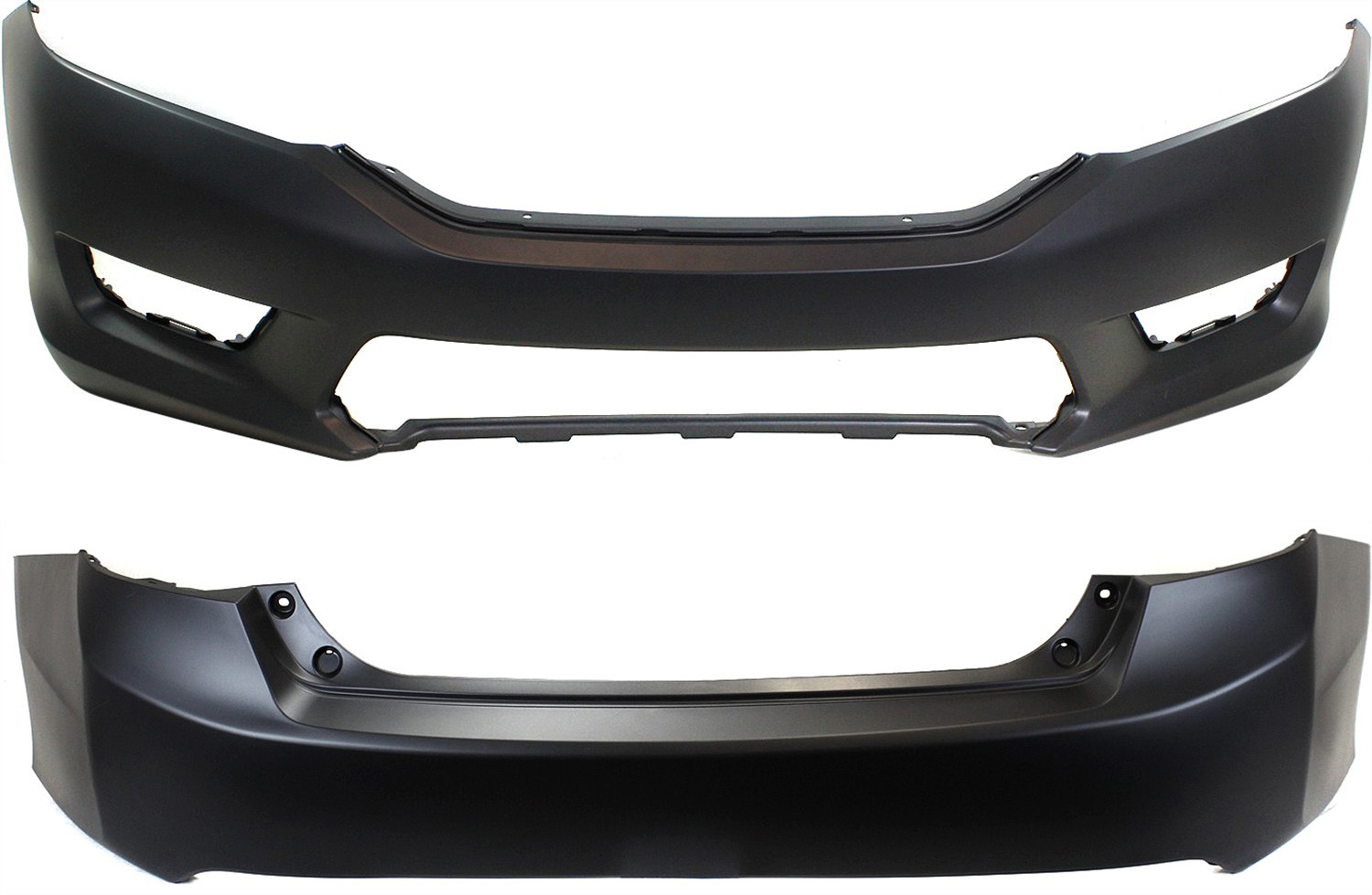 AM ACCORD 13-15 FRONT AND REAR BUMPER COVER Primed Sedan SKU SET REPH010371P 2 Partslink HO1000288 HO1100277 OEM 04711T2AA90ZZ 04715T2AA90ZZ