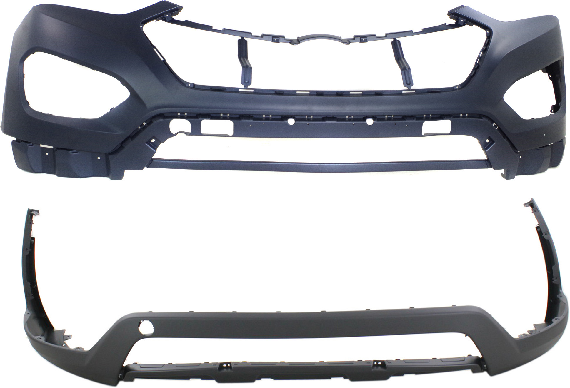 AM SANTA FE SANTA FE XL 13-16 FRONT BUMPER COVER Upper and Lower Set of 2 Exc. Sport Model SKU SET REPH010376P 2 Partslink HY1000199 HY1015103 OEM 86511B8000-86512B8100