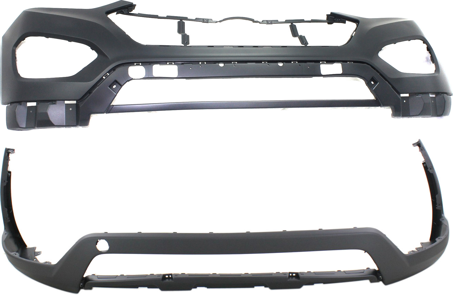 AM SANTA FE SANTA FE XL 13-16 FRONT BUMPER COVER Upper and Lower Set of 2 Exc. Sport Model CAPA SKU SET REPH010376PQ 2 Partslink HY1000199C HY1015103C OEM 86511B8000-86512B8100