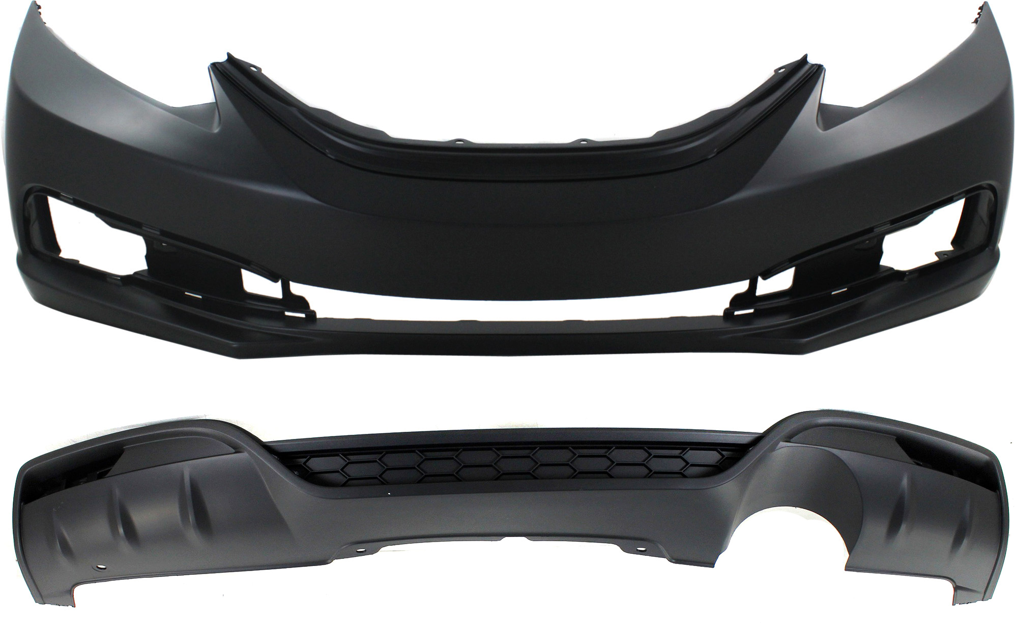 AM CIVIC 13-15 FRONT AND REAR BUMPER COVER Rear Lower Primed 2.4L Eng Sedan SKU SET REPH010378P 2 Partslink HO1000290 HO1115103 OEM 04711TR3A50ZZ 04716TR7A80