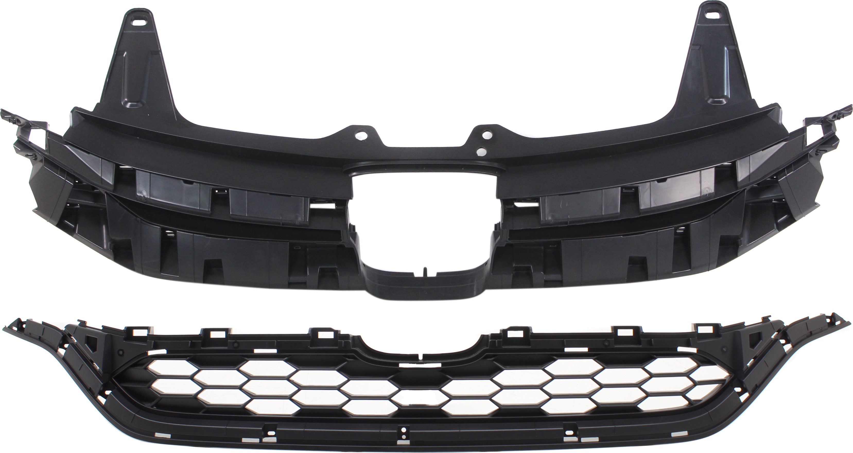 AM CR V 15-16 GRILLE Upper and Lower Textured Black Shell and Insert CAPA SKU SET REPH070186Q 2 Partslink HO1200224C HO1200225C OEM 71121T1WA01-71124T1WA01