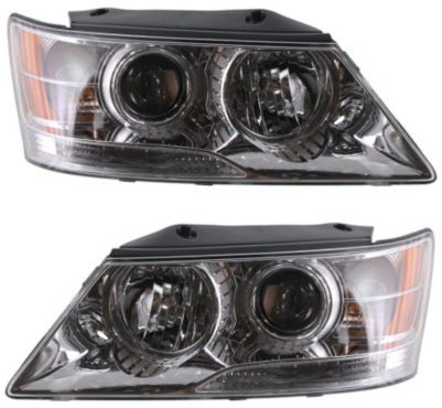 AM SONATA 09-10 HEAD LAMP RH AND LH Assembly Halogen CAPA SKU SET REPH100105Q Partslink HY2502148C HY2503148C OEM 921010A500-921020A500