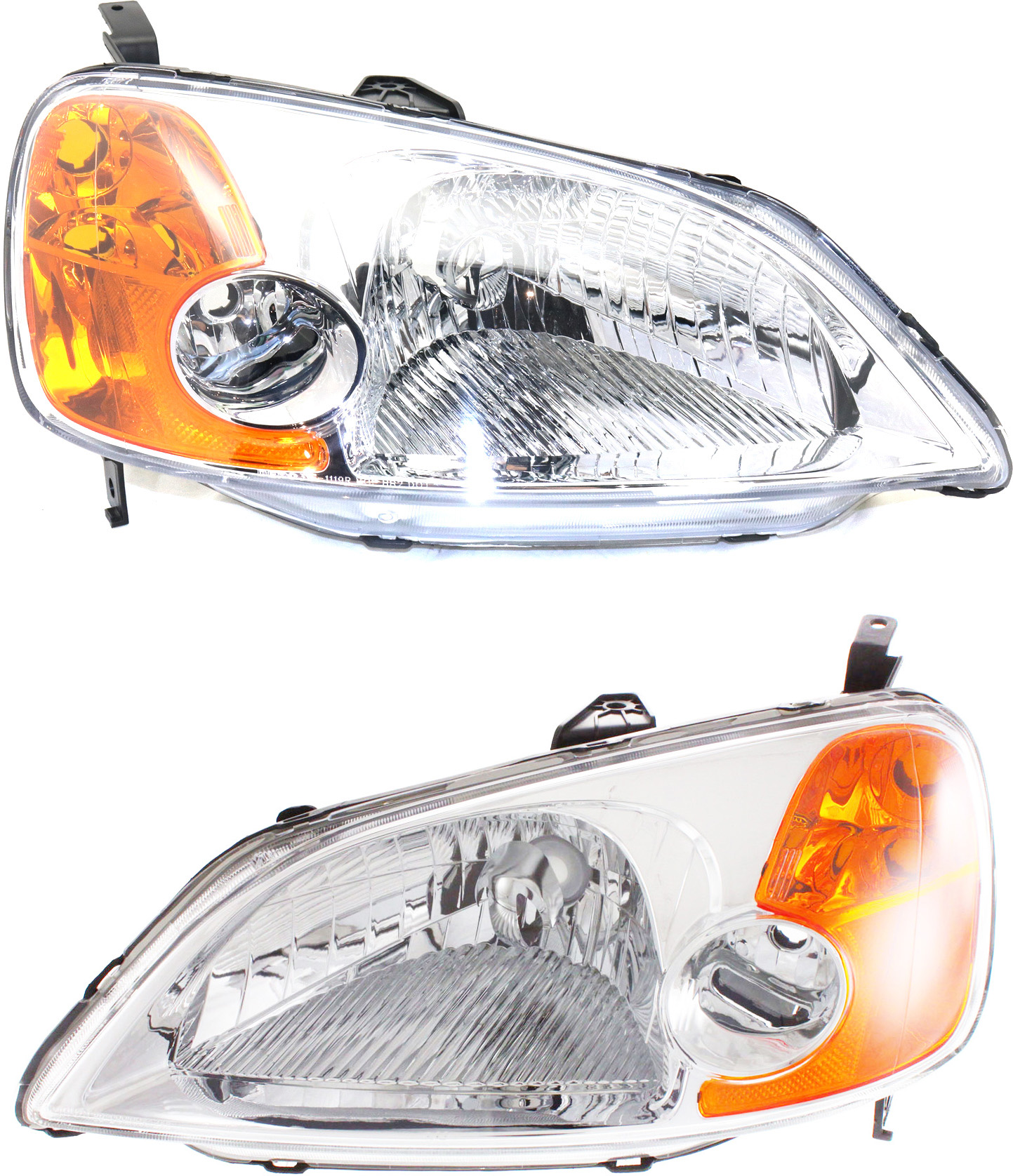 AM CIVIC 01-03 HEAD LAMP RH AND LH Lens and Housing Halogen Sedan CAPA SKU SET REPH100129Q Partslink HO2503116C HO2502116C OEM 33101S5AA01-33151S5AA01