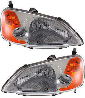 AM CIVIC 01-03 HEAD LAMP RH AND LH Lens and Housing Halogen Sedan SKU SET REPH100129 Partslink HO2503116 HO2502116 OEM 33101S5AA01-33151S5AA01