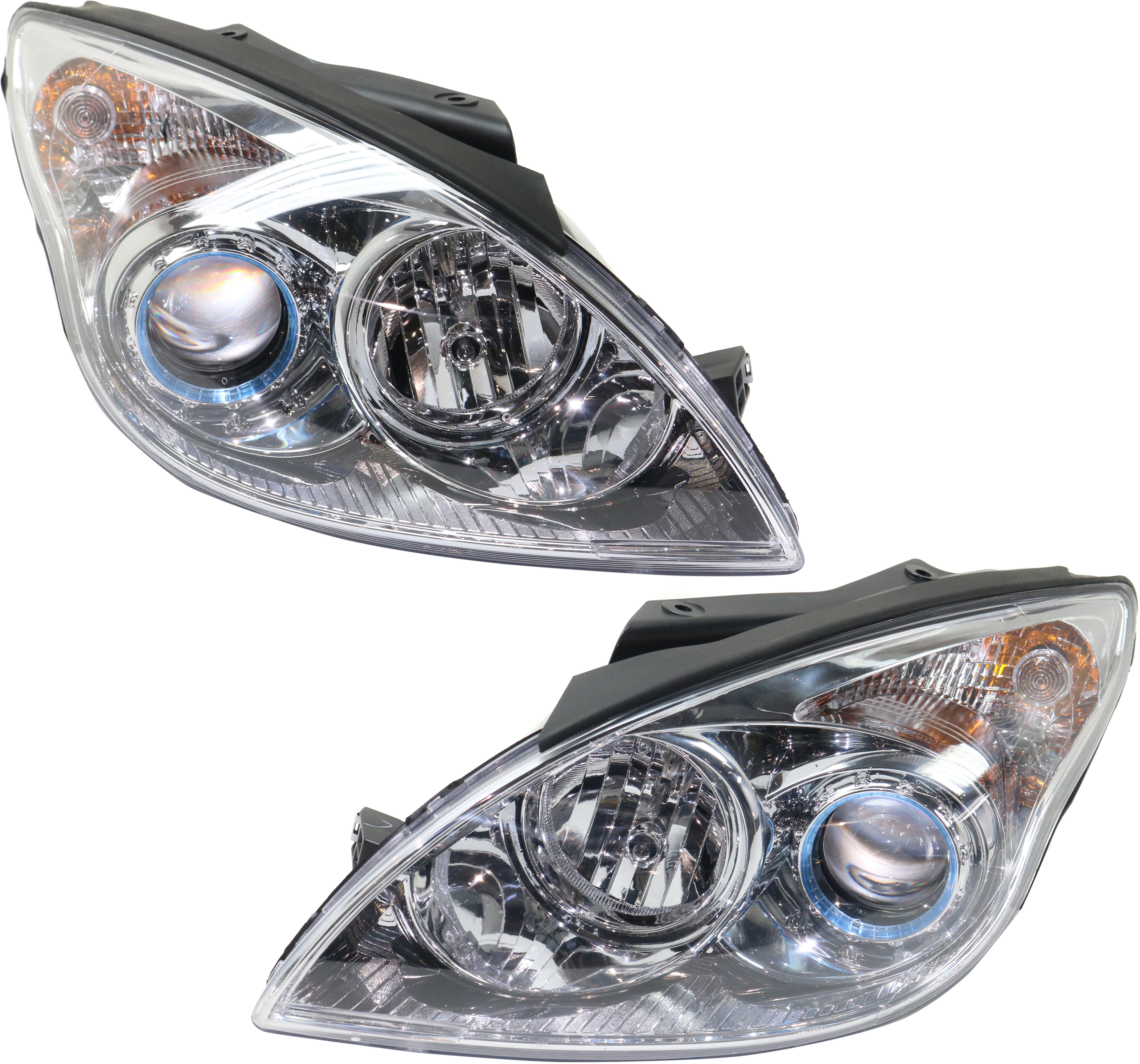 AM ELANTRA 10-12 HEAD LAMP RH AND LH Assembly Halogen w o chrome ring CAPA SKU SET REPH100185Q Partslink HY2503162C HY2502162C OEM 921022L152-921012L152