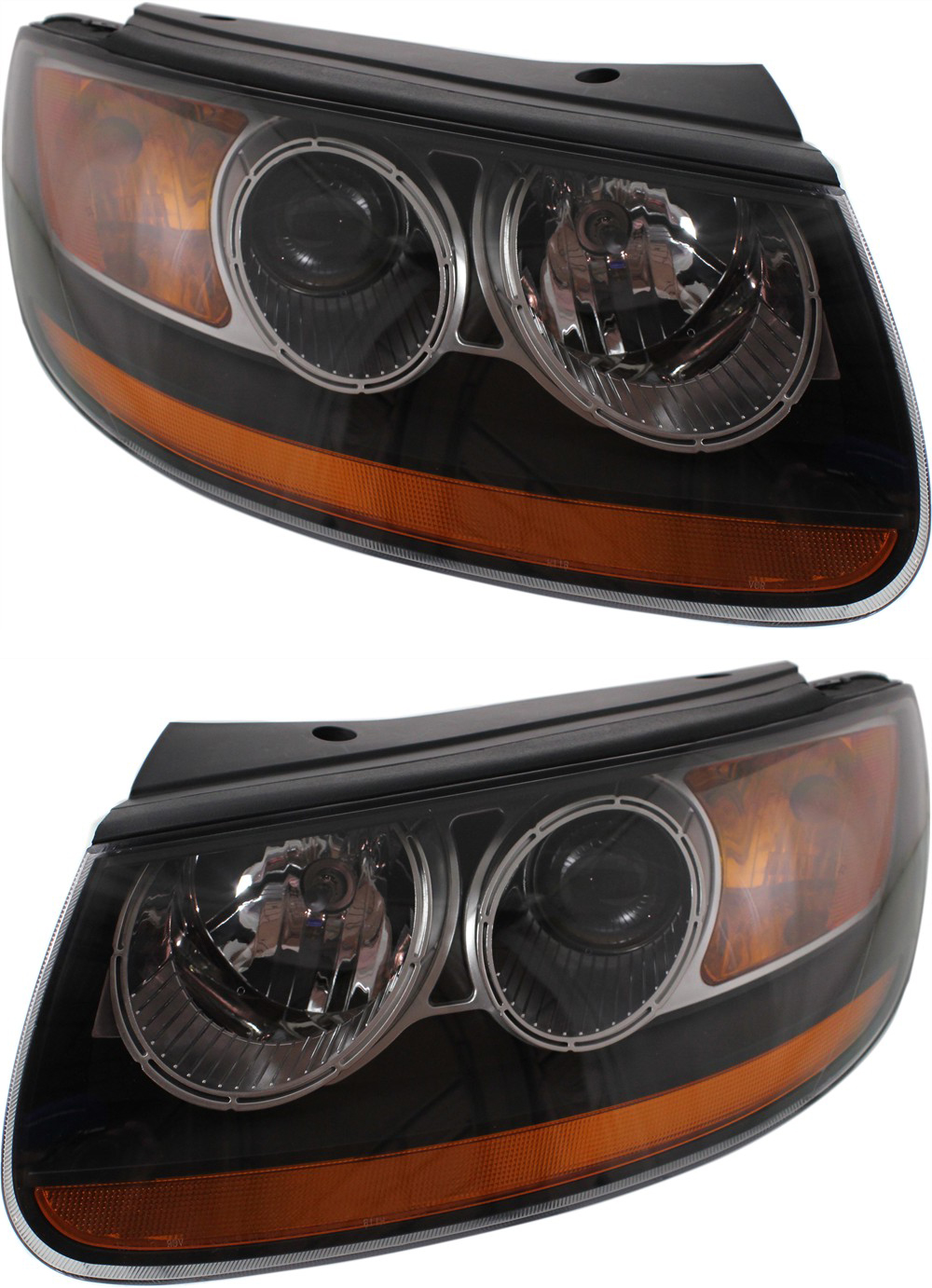 AM SANTA FE 10-12 HEAD LAMP RH AND LH Assembly Halogen w Amber Reflector SKU SET REPH100193 Partslink HY2503156 HY2502156 OEM 921020W100-921010W100