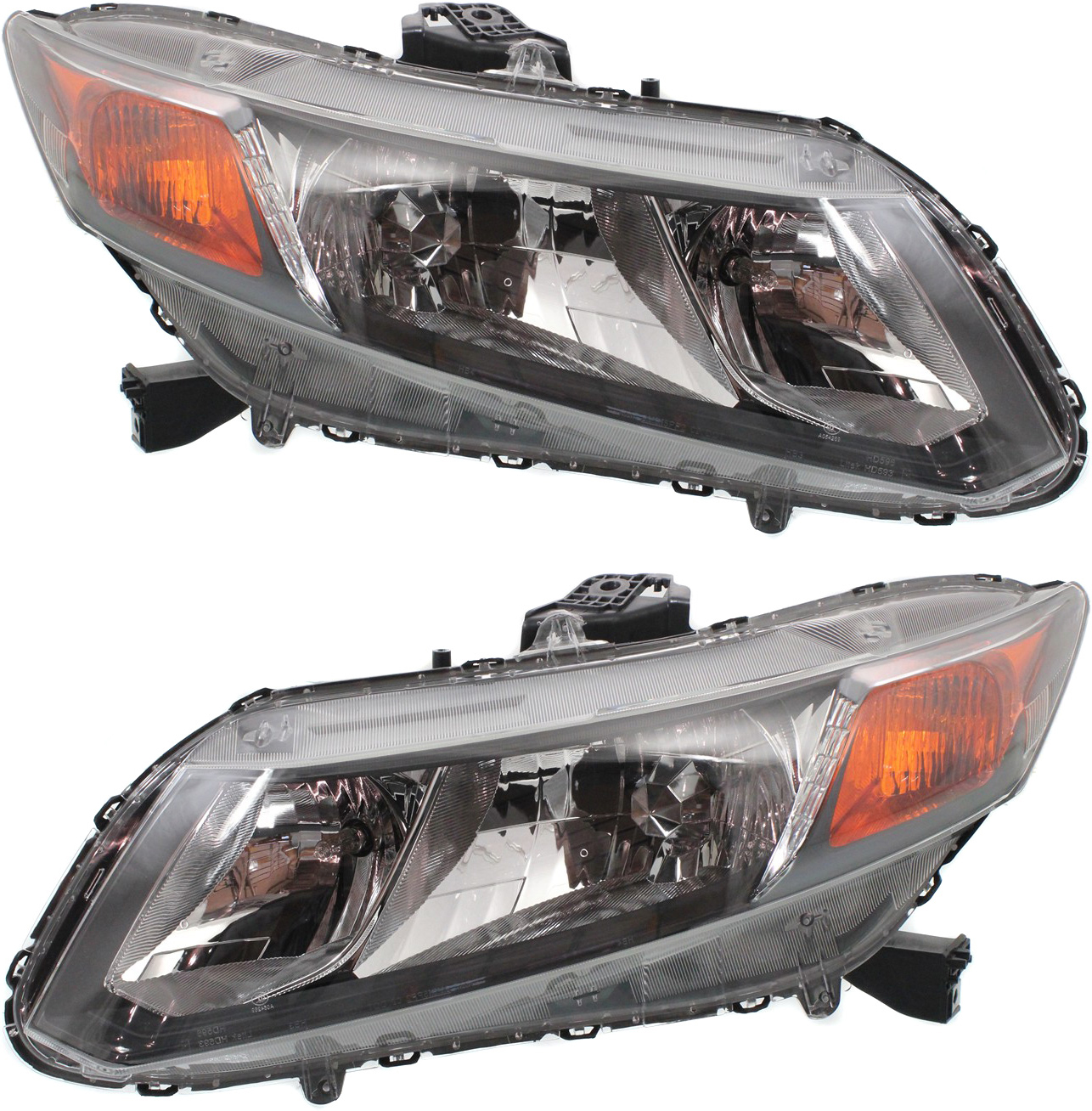 AM CIVIC 12-12 HEAD LAMP RH AND LH Assembly Halogen w amber turn signal light SKU SET REPH100197 Partslink HO2503144 HO2502144 OEM 33100TR0A01-33150TR0A01