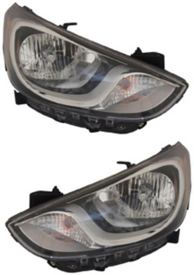 AM ACCENT 12-14 HEAD LAMP RH AND LH Assembly Halogen w Standard Headlights CAPA SKU SET REPH100309Q Partslink HY2503163C HY2502163C OEM 921021R010-921011R010