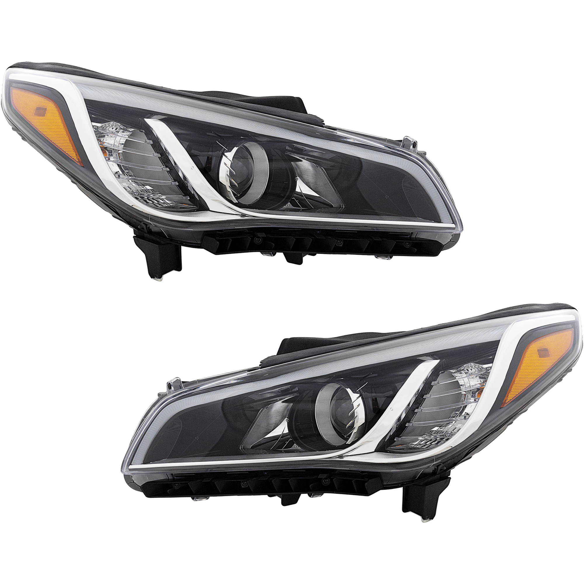 AM SONATA 15-17 HEAD LAMP RH AND LH Assembly Halogen w o Daytime Running Light Sedan w o Tech and Ultimate Package CAPA SKU SET REPH100357Q Partslink HY2503183C HY2502183C OEM 92102C2000-92101C2000