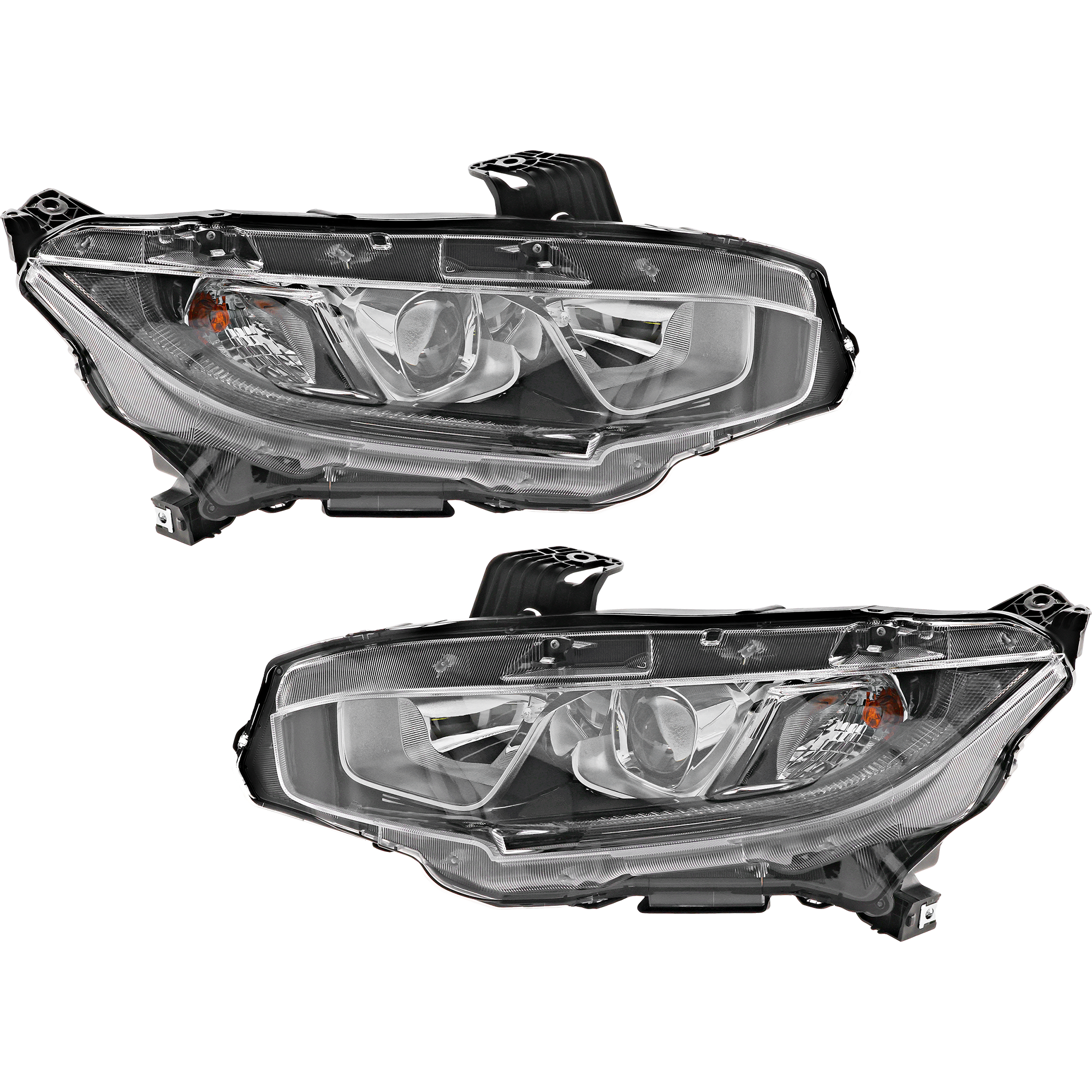 AM CIVIC 16-20 HEAD LAMP RH AND LH Assembly Halogen Coupe Hatchback 16-18 Type R 17-20 Si Model 19-20 Sedan 16-18-18 North America Built CAPA SKU SET REPH100393Q Partslink HO2502173C HO2503173C OEM 33100TBAA01-33150TBAA01