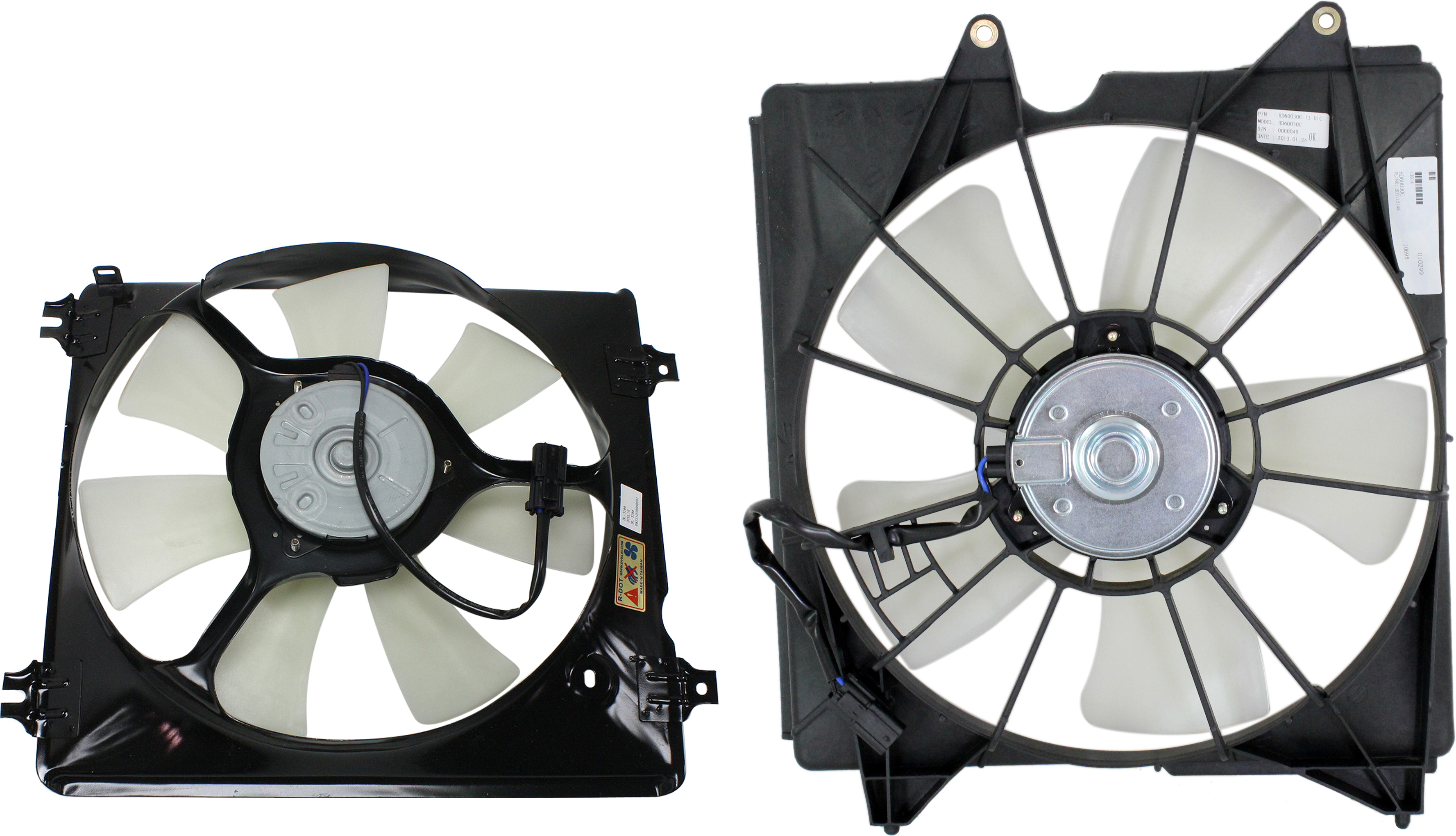 AM ACCORD 08-09 RADIATOR AND A C CONDENSER FAN ASSEMBLY RH AND LH Single Fan Coupe 6 Cyl 3.5L Engine SKU SET REPH160972 Partslink HO3113127 HO3115148 OEM 19030R77T01 PFM 19030R70A01 PF