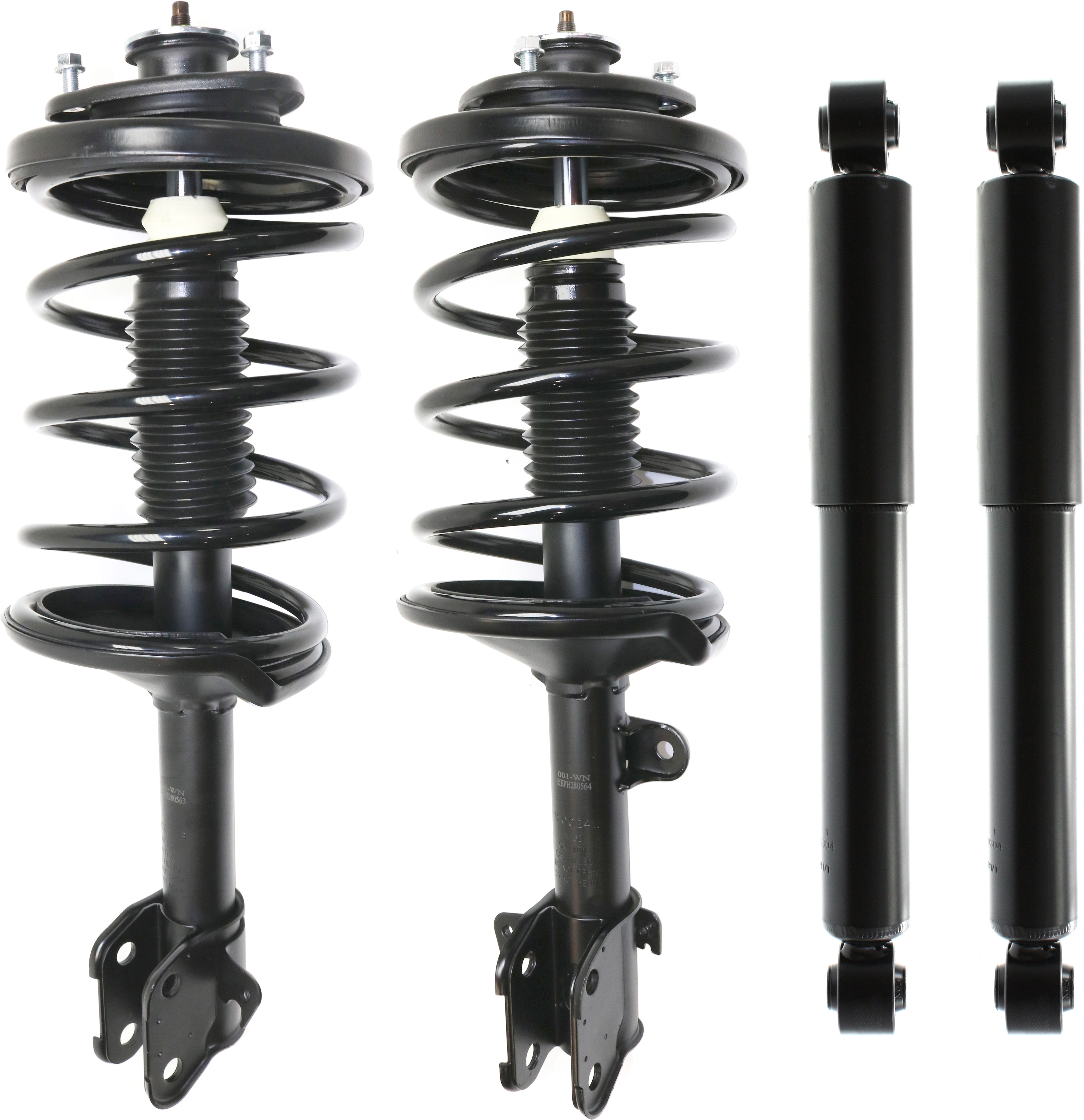 AM ODYSSEY 99-04 FRONT AND REAR SHOCK AND FULLY LOADED STRUT RH AND LH Gas Charged Twin tube Set of 4 SKU SET REPH280563-4 OEM 51605S0XA05-51606S0XA05-52610S
