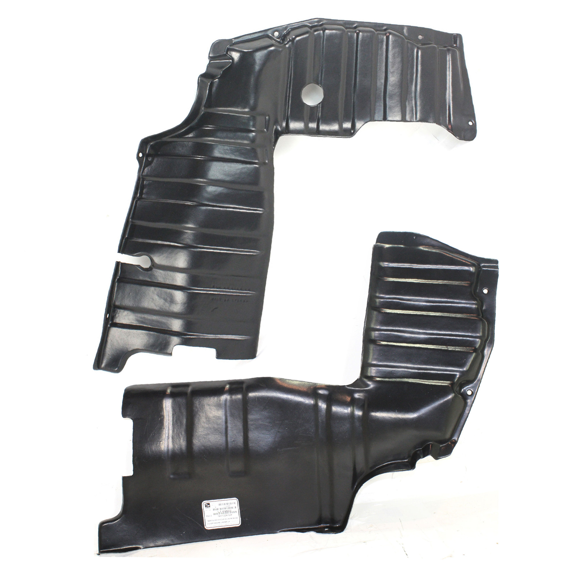 AM ELANTRA 96-01 ENGINE SPLASH SHIELD RH and LH SKU SET REPH310110 Partslink HY1228125 HY1228124 OEM 2912029001-2913029010