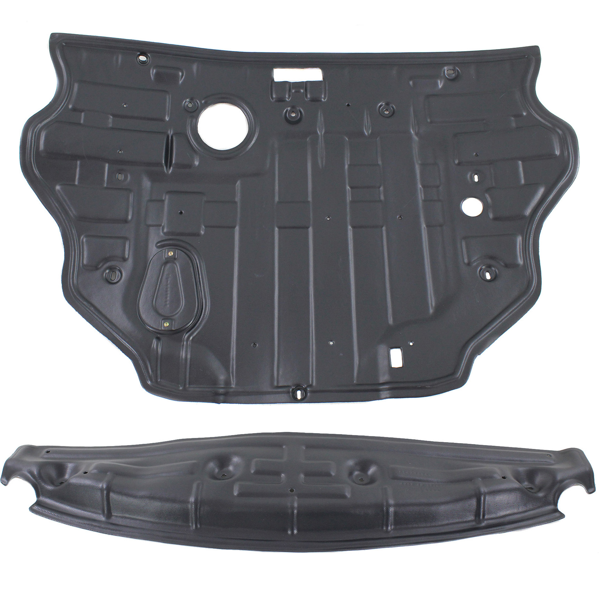 AM SONATA 11-14 ENGINE SPLASH SHIELD Under Cover Front and Rear Exc. SE Hybrid Models 2.4L Eng. w o Sport Suspension SKU SET REPH310158-2 Partslink HY1228171 HY1228172 OEM 291103Q000-291303S100