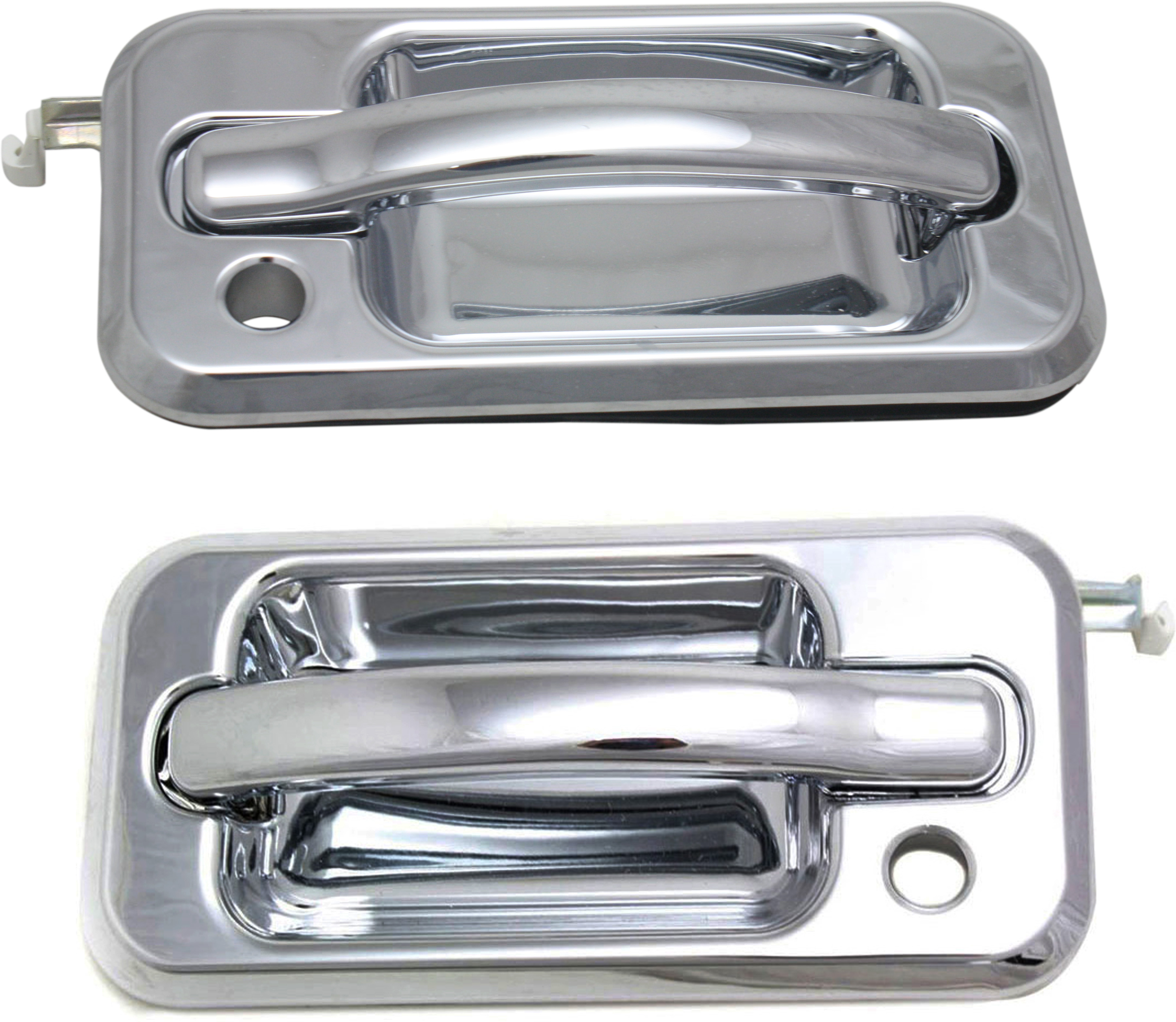 AM H2-03-09 FRONT EXTERIOR DOOR HANDLE RH AND LH All Chrome w Keyhole SKU SET REPH462133C OEM 15104793 PFM 15104792 PFM