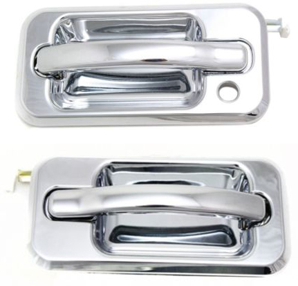 AM H2-03-09 FRONT EXTERIOR DOOR HANDLE RH AND LH All Chrome SKU SET REPH462135C Partslink FDH010178 OEM 15104792 PFM 10360326 PFM