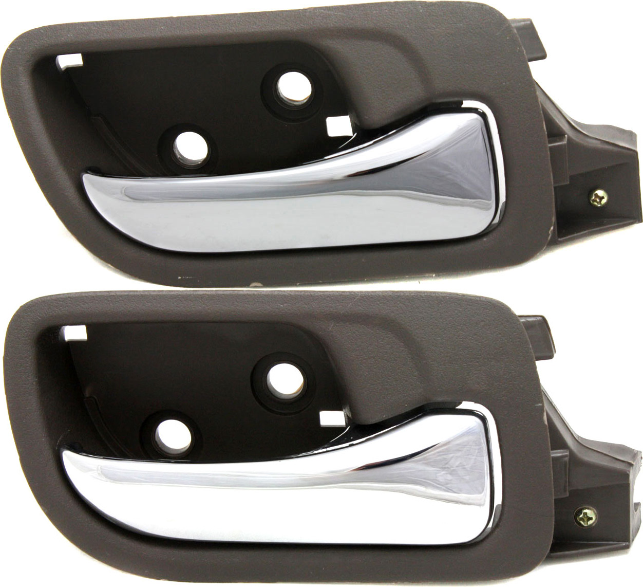 AM ACCORD 03-07 FRONT AND REAR DOOR HANDLE RH Inside Chrome Lever + Brown Taupe Bezel Plastic Sedan SKU SET REPH462301-2 Partslink HO1353131 HO1553115 OEM 72120SDAA02ZD 72620SDAA02ZB