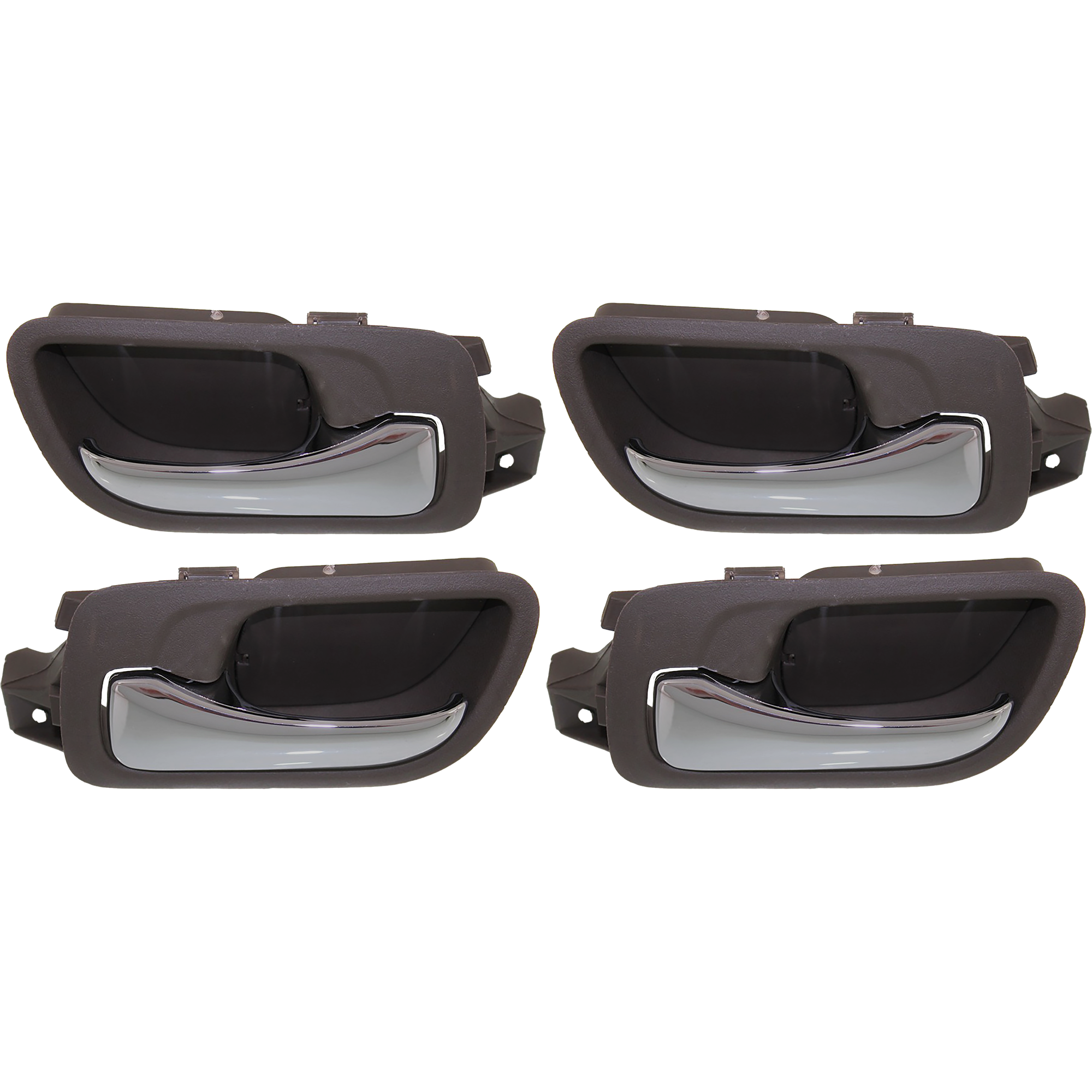 AM ACCORD 03-07 FRONT AND REAR DOOR HANDLE RH and LH Inside Chrome Lever + Brown Taupe Bezel Plastic Sedan SKU SET REPH462301-4 Partslink HO1353131 HO1352131 HO1553115 HO1552115 OEM 72120SDAA02ZD 72160SDAA02ZD 72