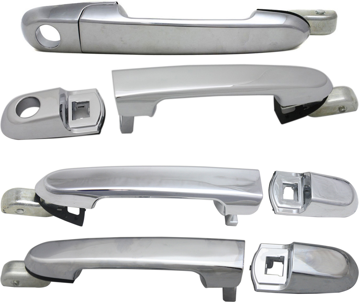 AM ACCENT 06-11 EXTERIOR DOOR HANDLE Set of 4 Front and Rear RH and LH All Chrome w o Base Sedan SKU SET REPH462359C 4 OEM 826601E000 PFM 826501E000 PFM