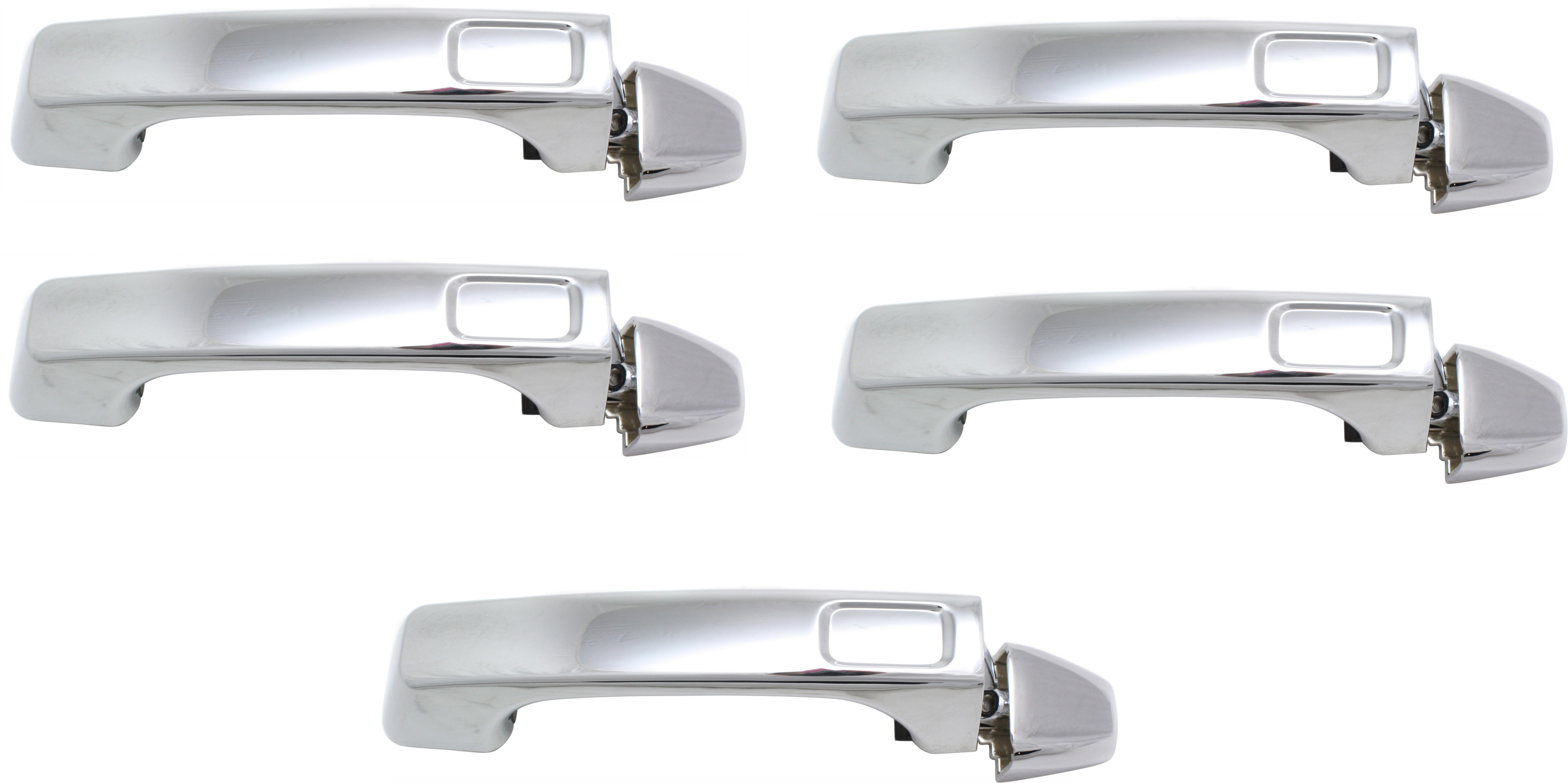 AM H3-06-10 EXTERIOR DOOR HANDLE Set of 5 Handle+Cap All Chrome SKU SET REPH462502C 5 Partslink FDH010179 OEM 25832249