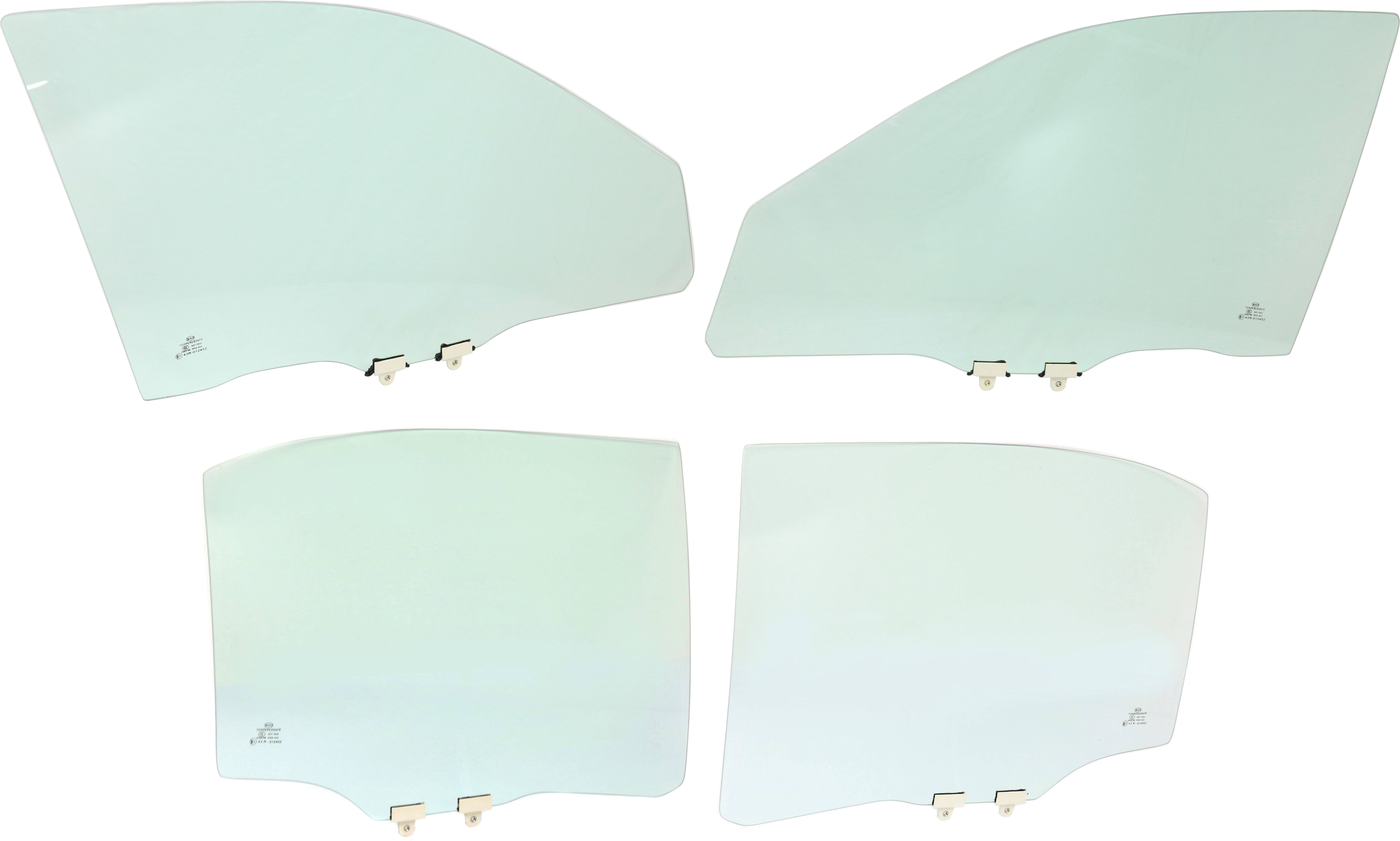 AM HONDA CIVIC 01-05 FRONT AND REAR DOOR GLASS RH AND LH Green Tint w Clips 4 Door Hybrid Sedan Canada USA Built SKU SET REPH480115-4 OEM 73300S5D305 FD21060GTYN 73350S